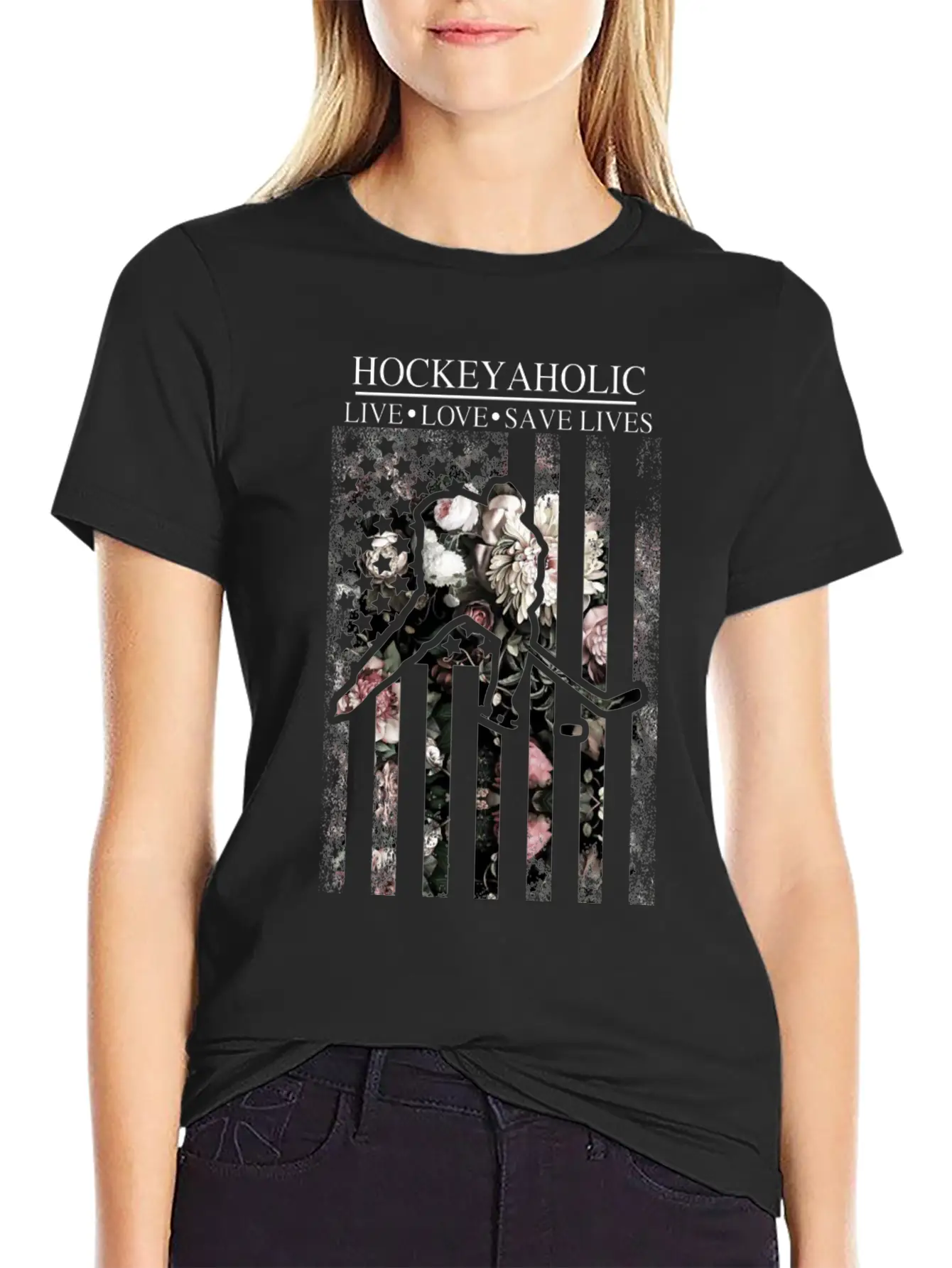 American Flag Hockey Unisex Casual T-Shirt – Clean Design For Daily Comfort