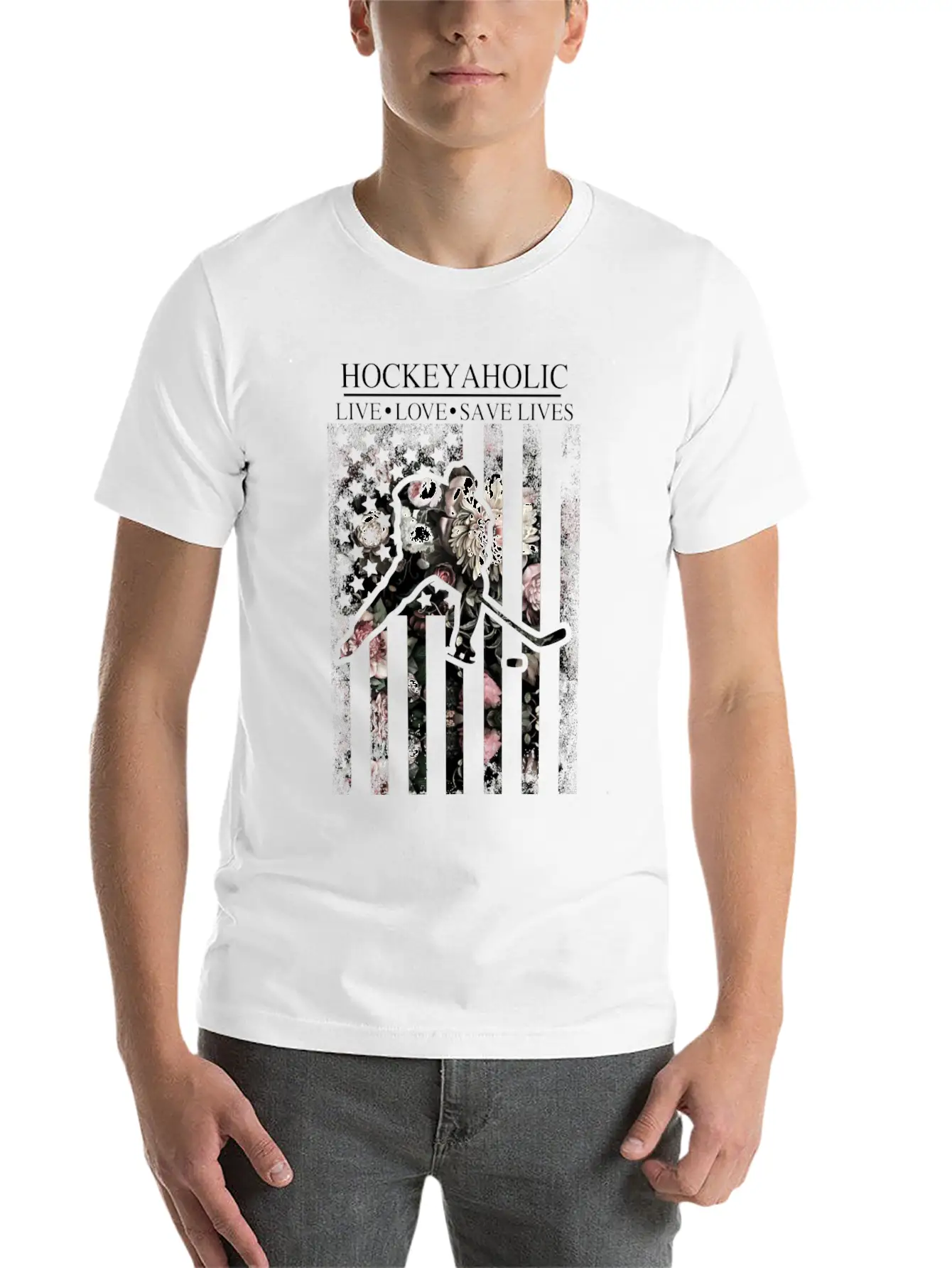 American Flag Hockey Unisex Casual T-Shirt – Clean Design For Daily Comfort