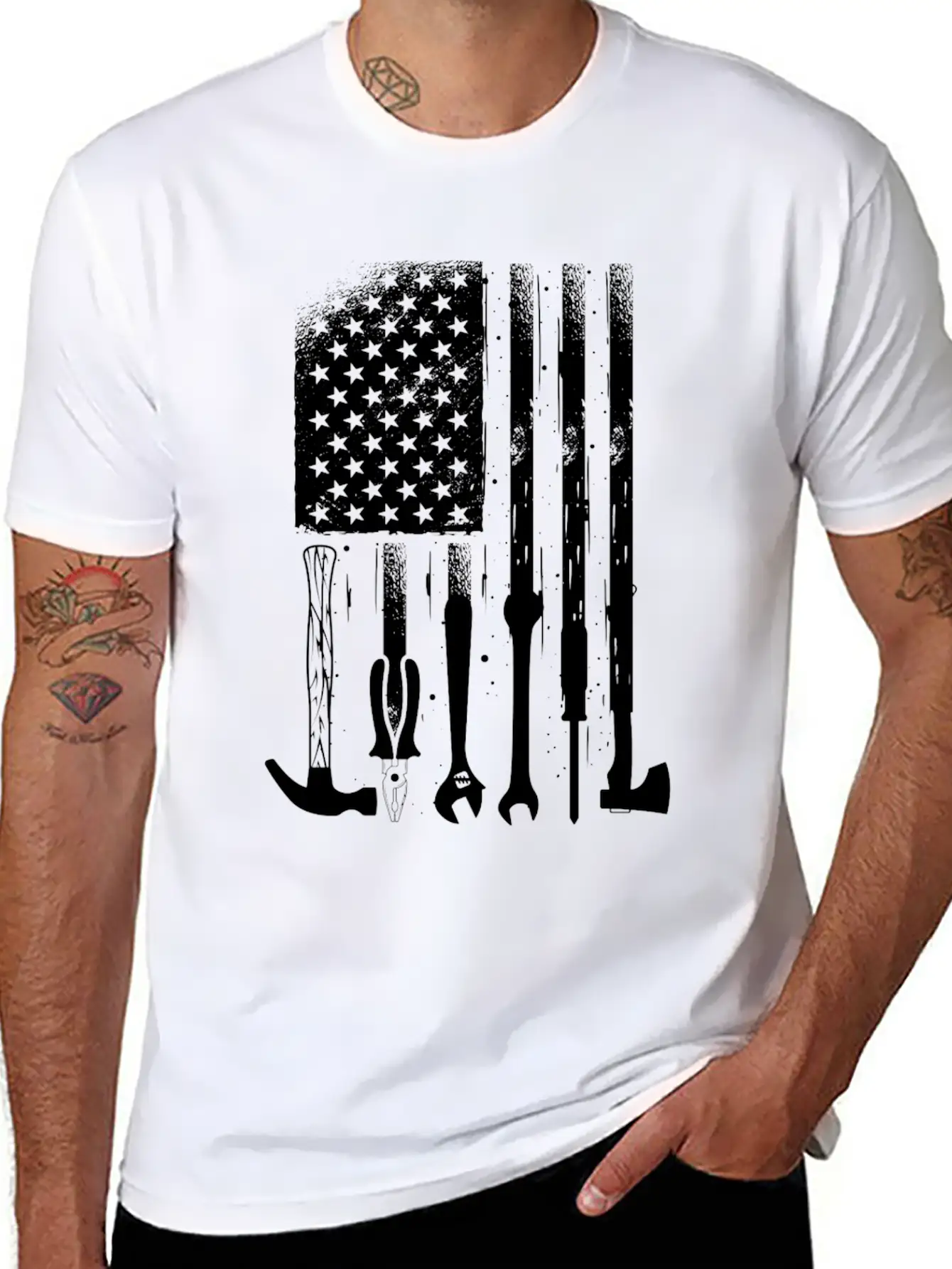 American Flag Mechanic Tools Proud Craftsman USA Unisex Casual T-Shirt – Clean Design For Daily Comfort