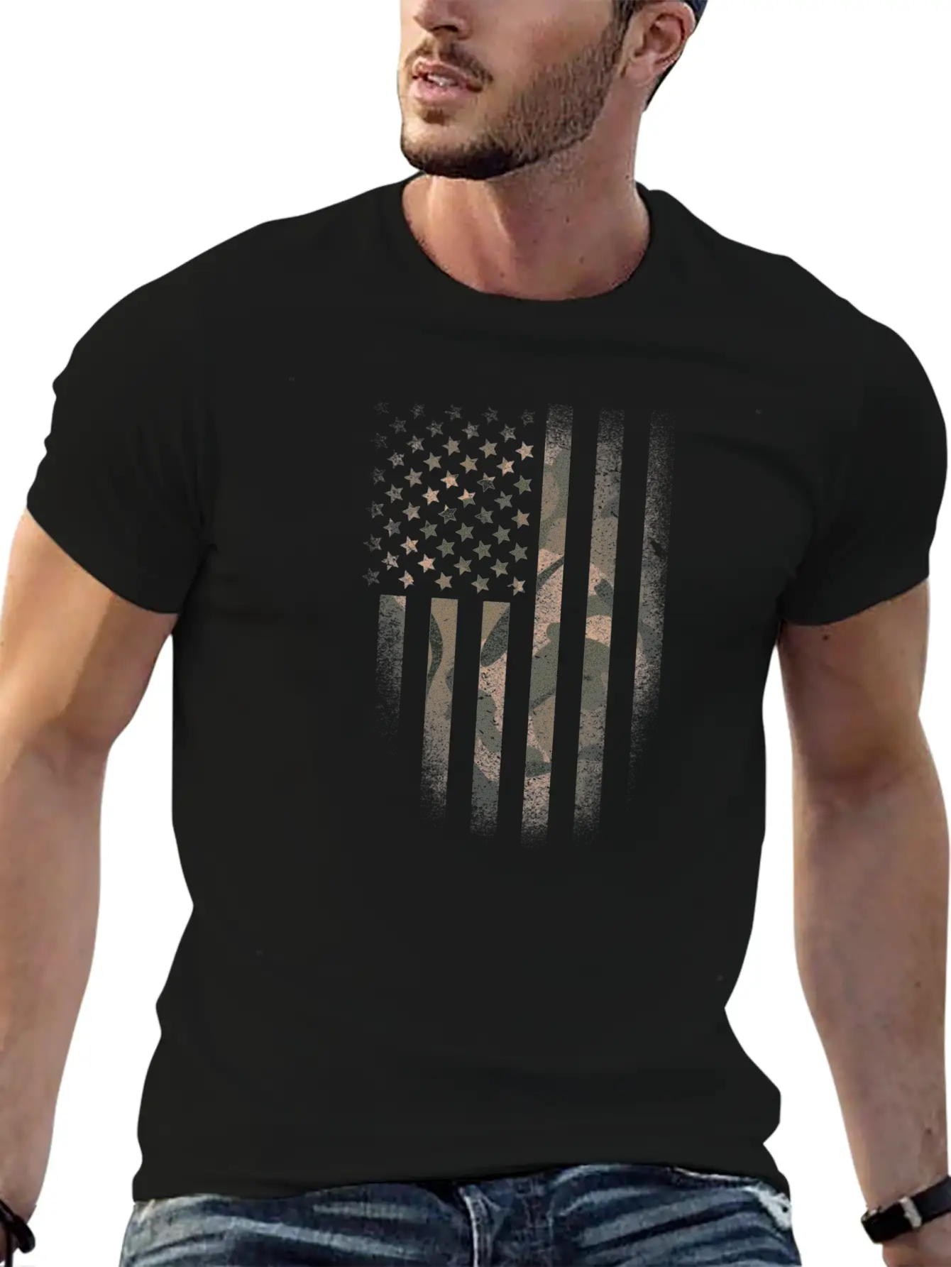 American Flag Military Tactical Camouflage Desert Lightweight Cotton T-Shirt – Daily Comfort Graphic Shirt