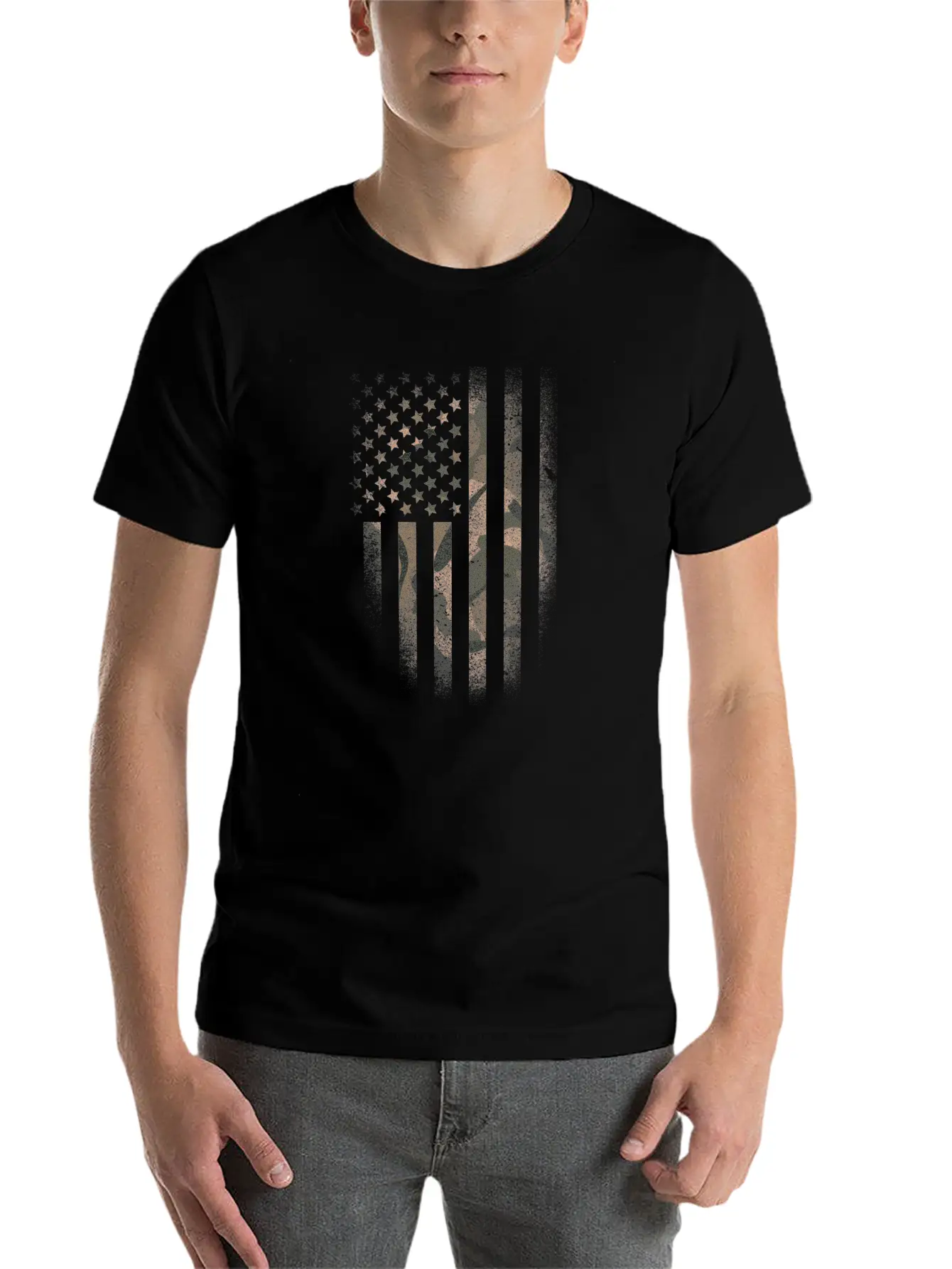 American Flag Military Tactical Camouflage Desert Lightweight Cotton T-Shirt – Daily Comfort Graphic Shirt