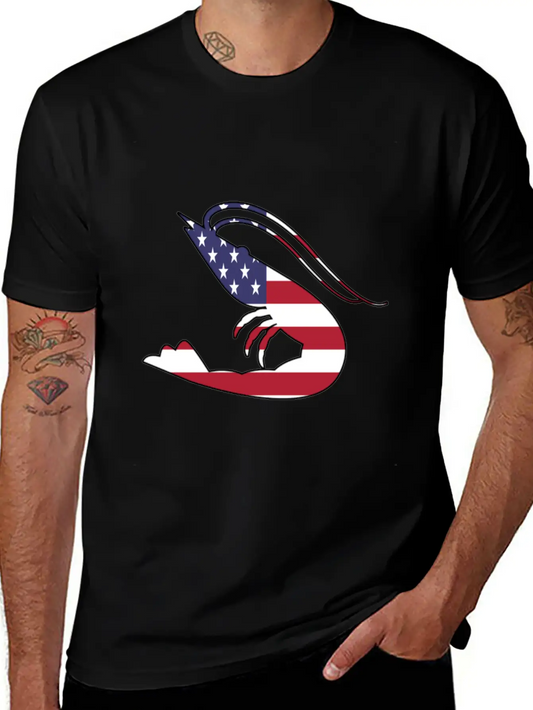 American Flag Shrimp Happy 4th Of July Modern Fit Casual T-Shirt – Clean And Versatile Design