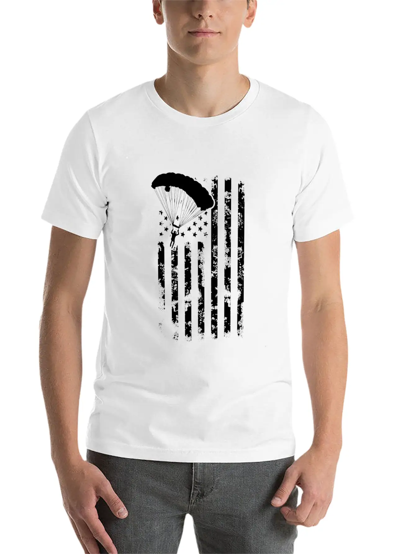 American Flag Skydiving Clothing Vintage Skydiving Relaxed Everyday Tee – Lightweight And Durable Cotton