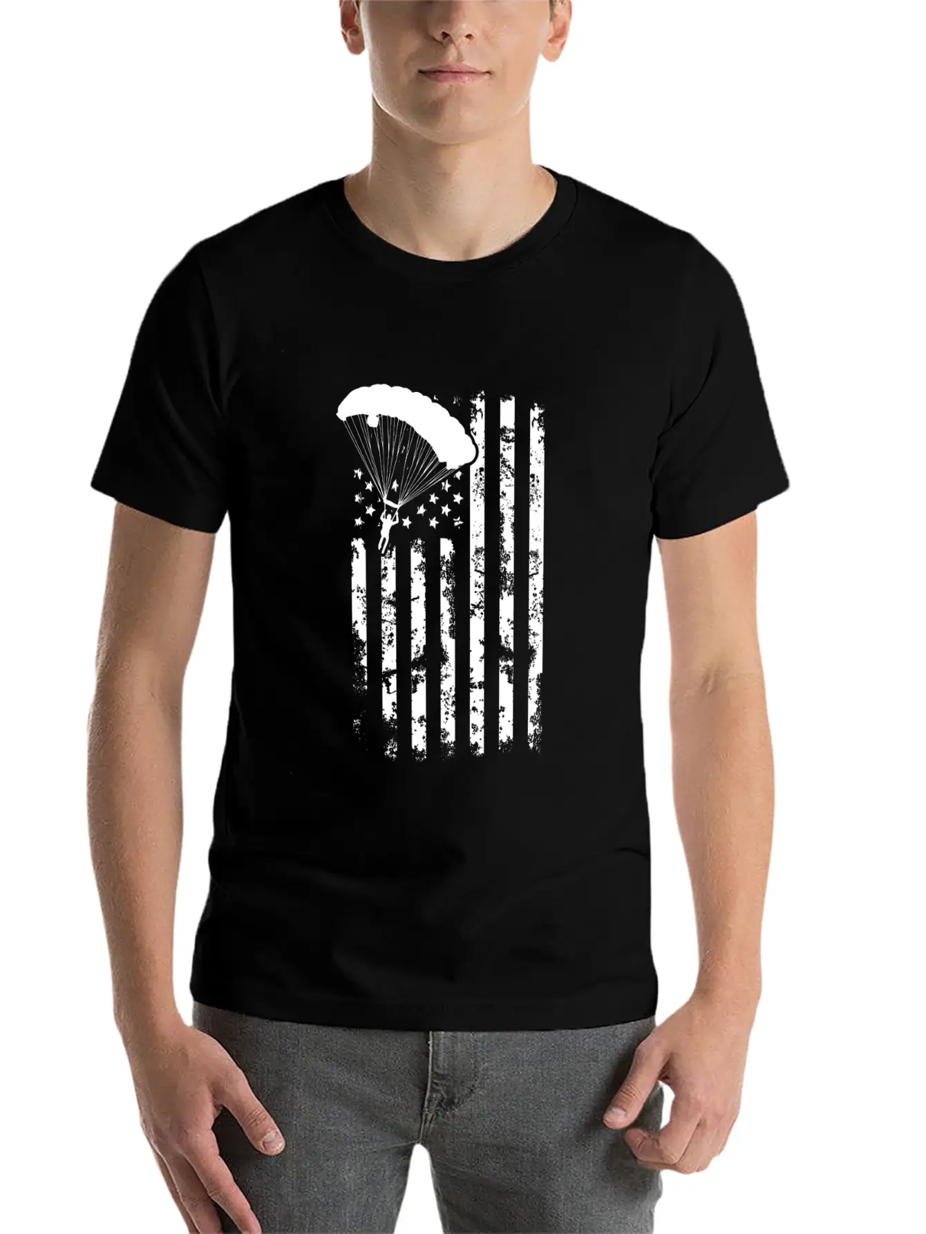 American Flag Skydiving Clothing Vintage Skydiving Relaxed Everyday Tee – Lightweight And Durable Cotton