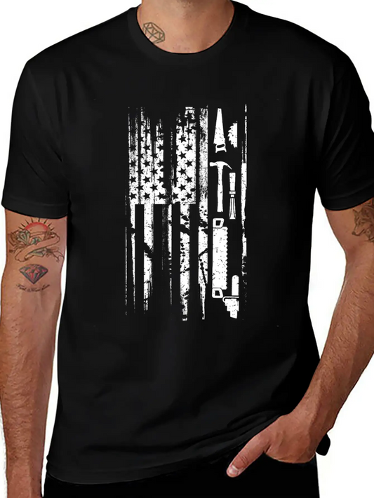 American Flag Woodworking Gift Design Carpenter Lightweight Cotton T-Shirt – Daily Comfort Graphic Shirt