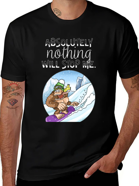 Amusing Monkey Gorilla On Snowboard Basic Graphic T-Shirt – Daily Comfort In Soft Cotton
