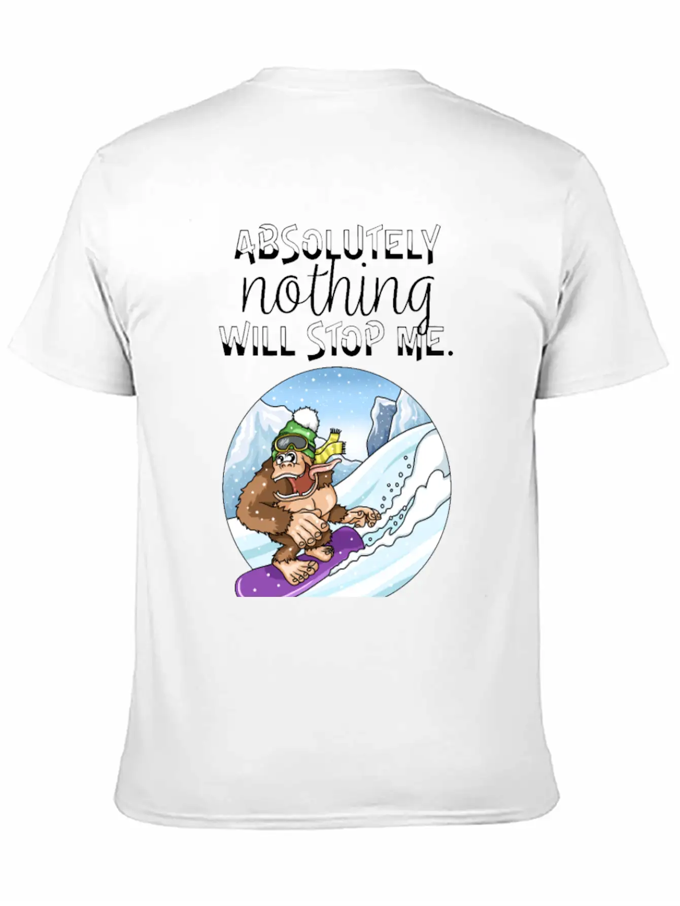 Amusing Monkey Gorilla On Snowboard Basic Graphic T-Shirt – Daily Comfort In Soft Cotton