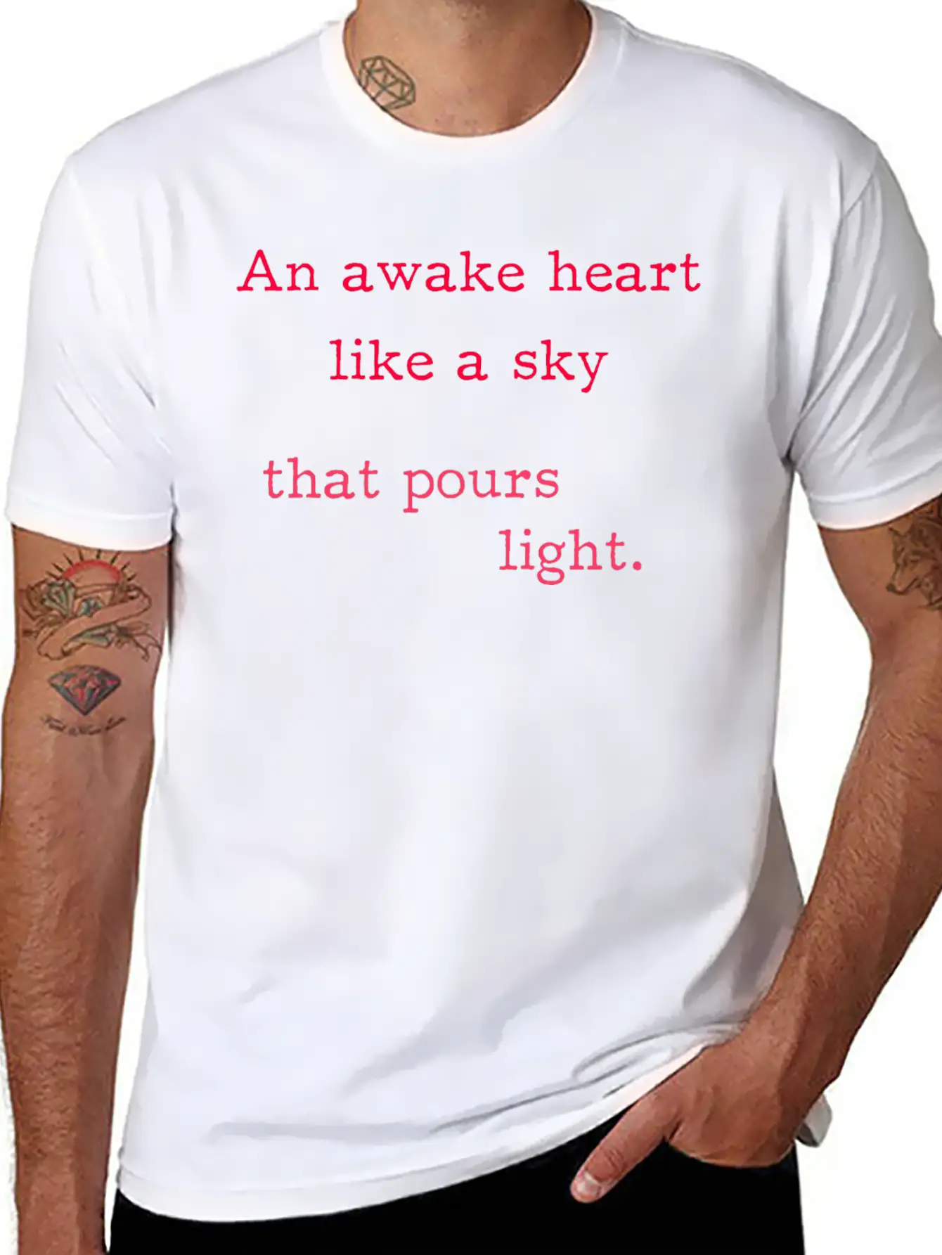 An Awake Heart Like A Sky That Pours Light. Modern Fit Casual T-Shirt ��� Clean And Versatile Design