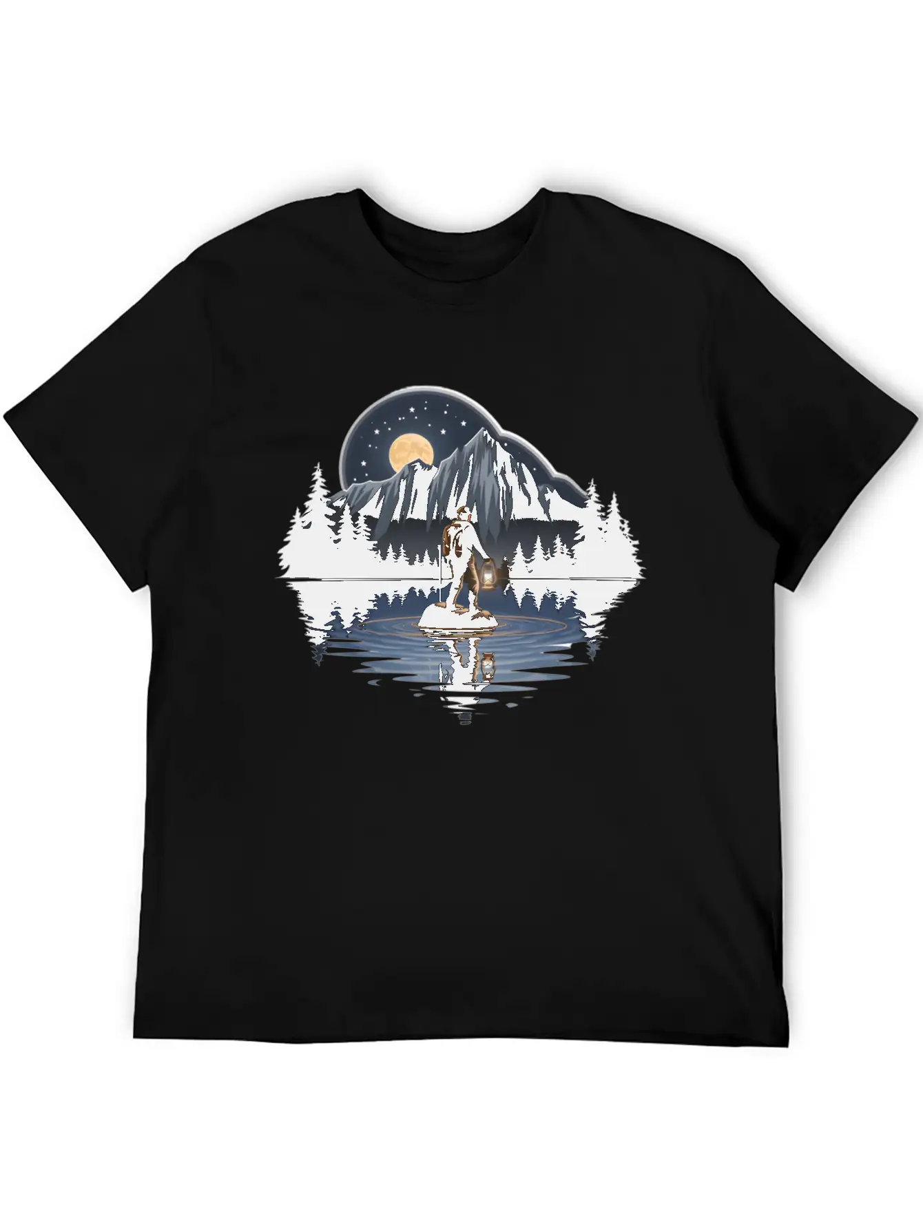 An Explorer Standing On A Rock With A Tent Lightweight Cotton T-Shirt – Daily Comfort Graphic Shirt