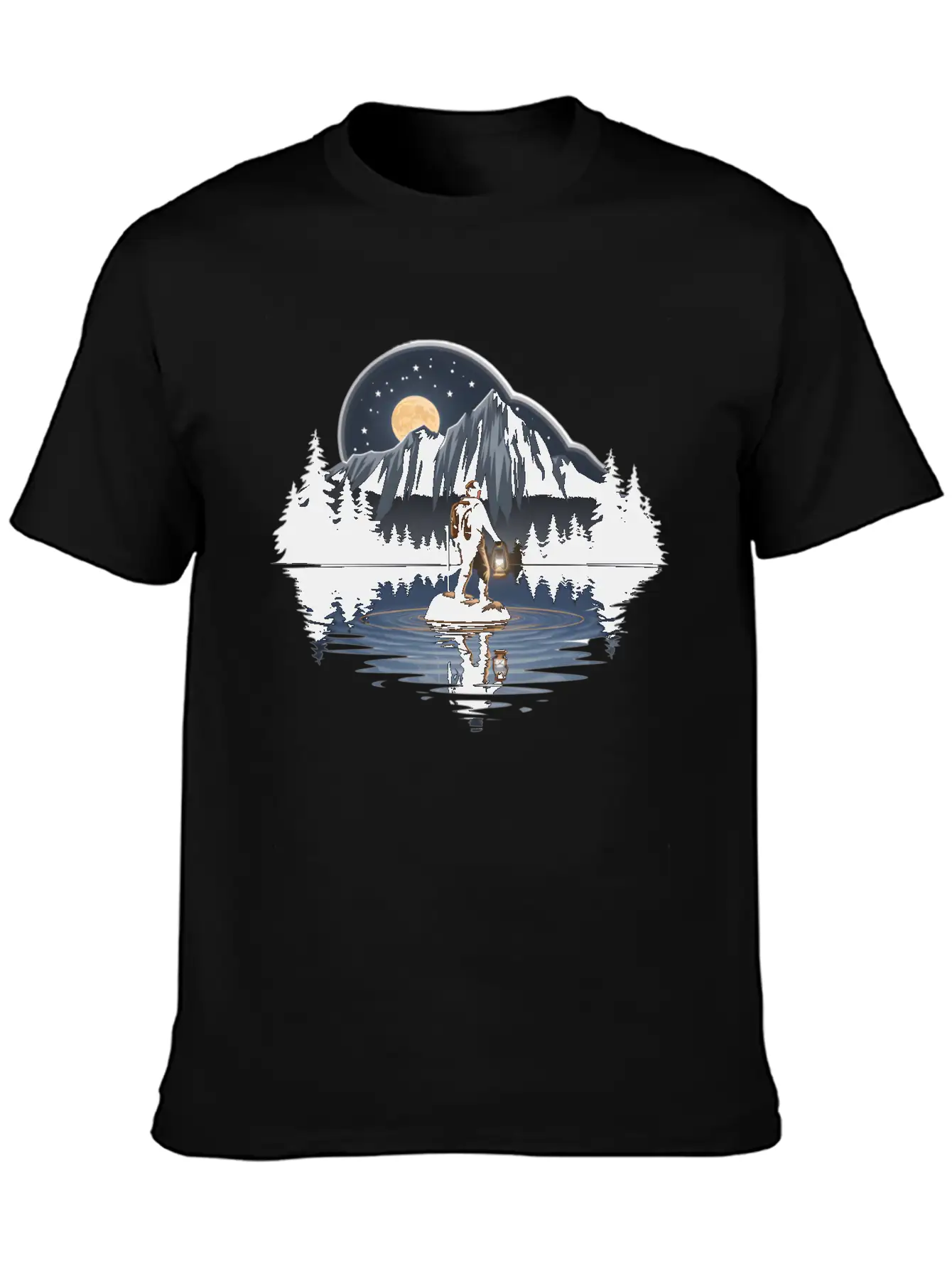 An Explorer Standing On A Rock With A Tent Lightweight Cotton T-Shirt – Daily Comfort Graphic Shirt