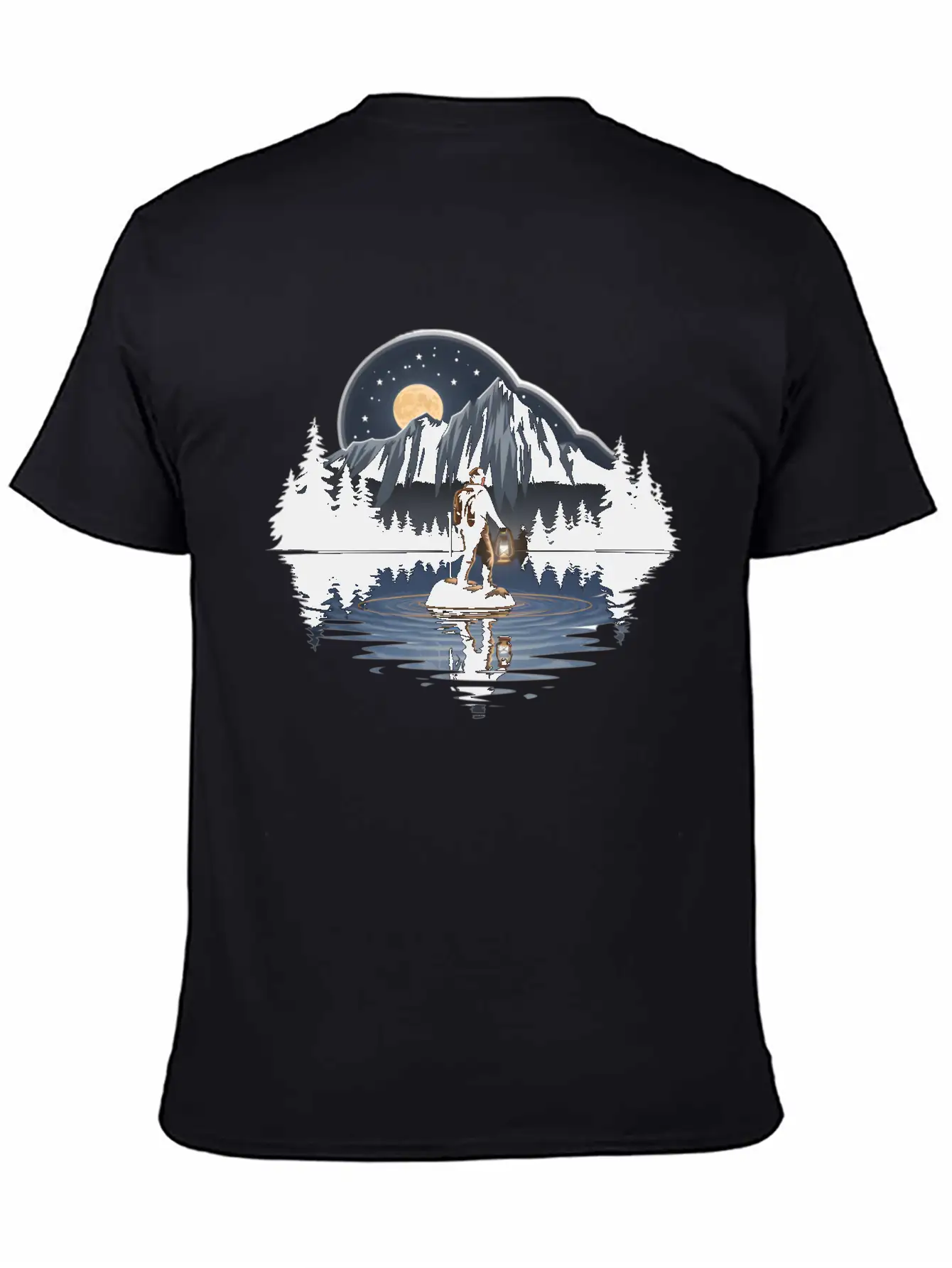 An Explorer Standing On A Rock With A Tent Lightweight Cotton T-Shirt – Daily Comfort Graphic Shirt