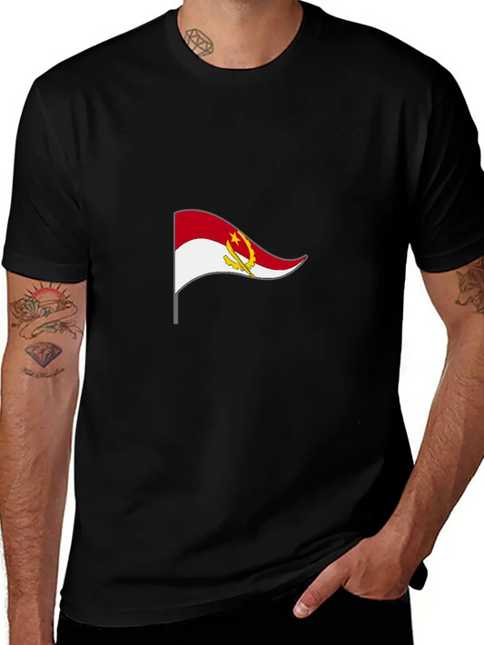 Angola Africa Flag Banner Flags Ensigns Lightweight Cotton T-Shirt – Daily Comfort Graphic Shirt