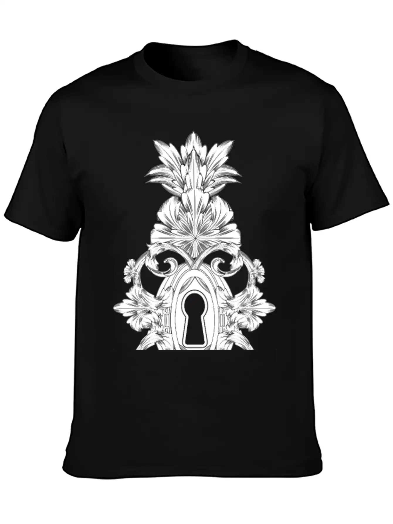 Antique Ornamental Door Lock With Keyhole Lightweight Cotton T-Shirt – Daily Comfort Graphic Shirt