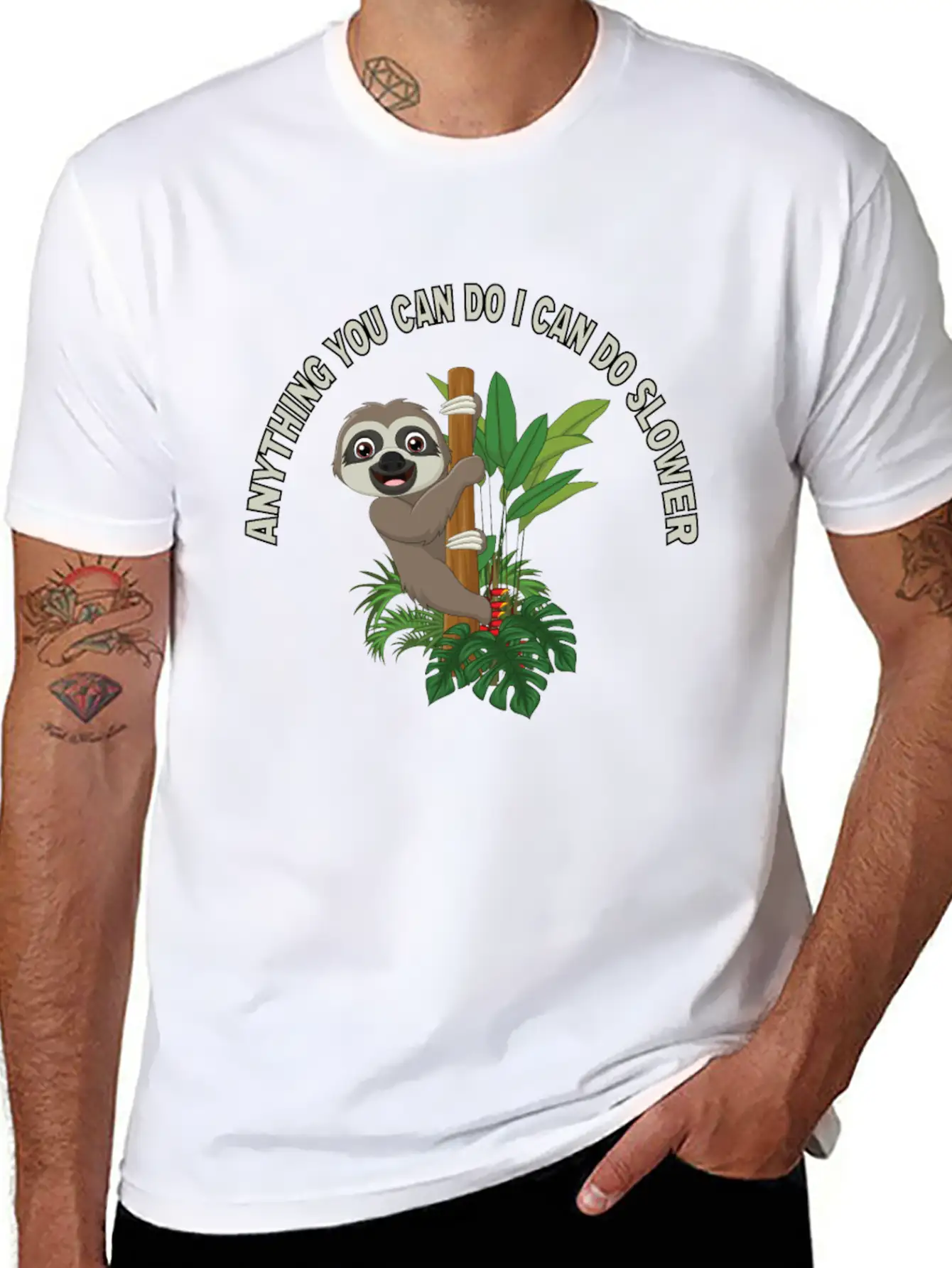 Anything You Can Do I Can Do Slower Lightweight Cotton T-Shirt – Daily Comfort Graphic Shirt