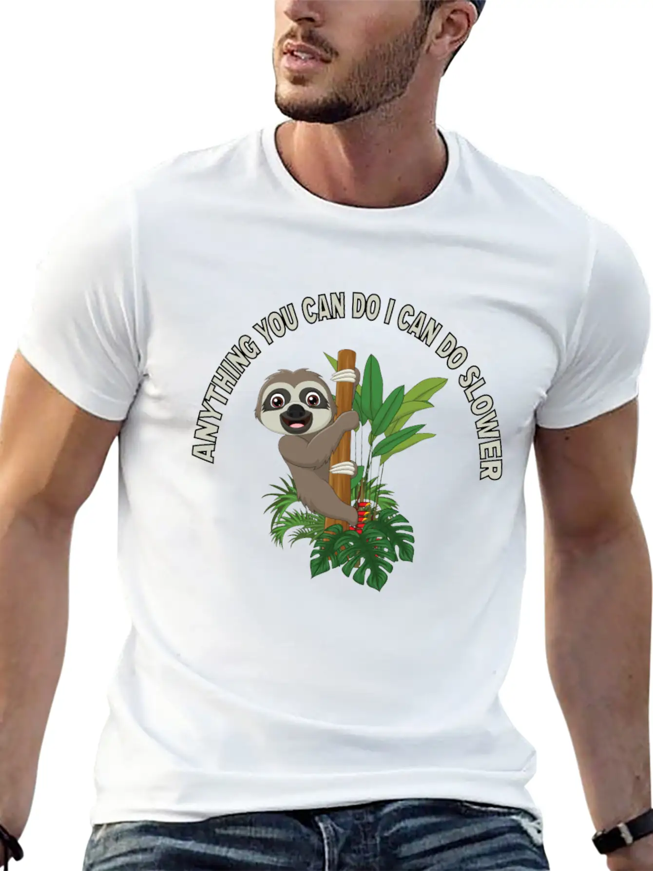 Anything You Can Do I Can Do Slower Lightweight Cotton T-Shirt – Daily Comfort Graphic Shirt