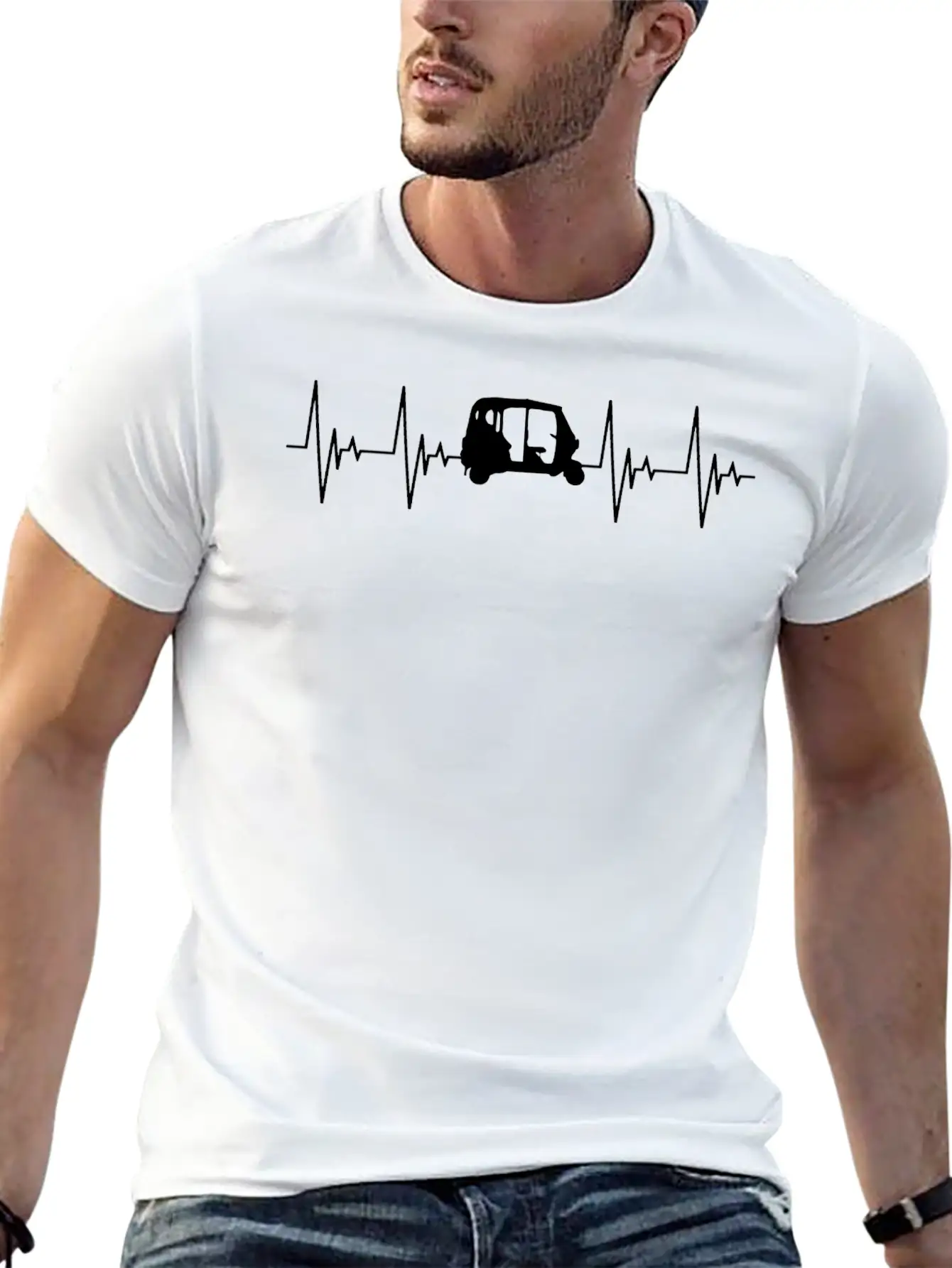 APE Rickshaw Heartbeat Vehicle Gift Car Basic Graphic T-Shirt – Daily Comfort In Soft Cotton