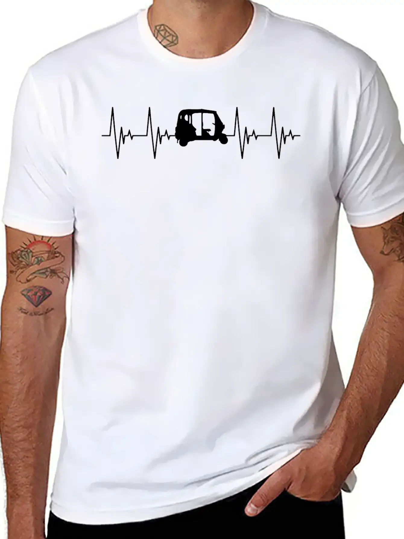 APE Rickshaw Heartbeat Vehicle Gift Car Basic Graphic T-Shirt – Daily Comfort In Soft Cotton