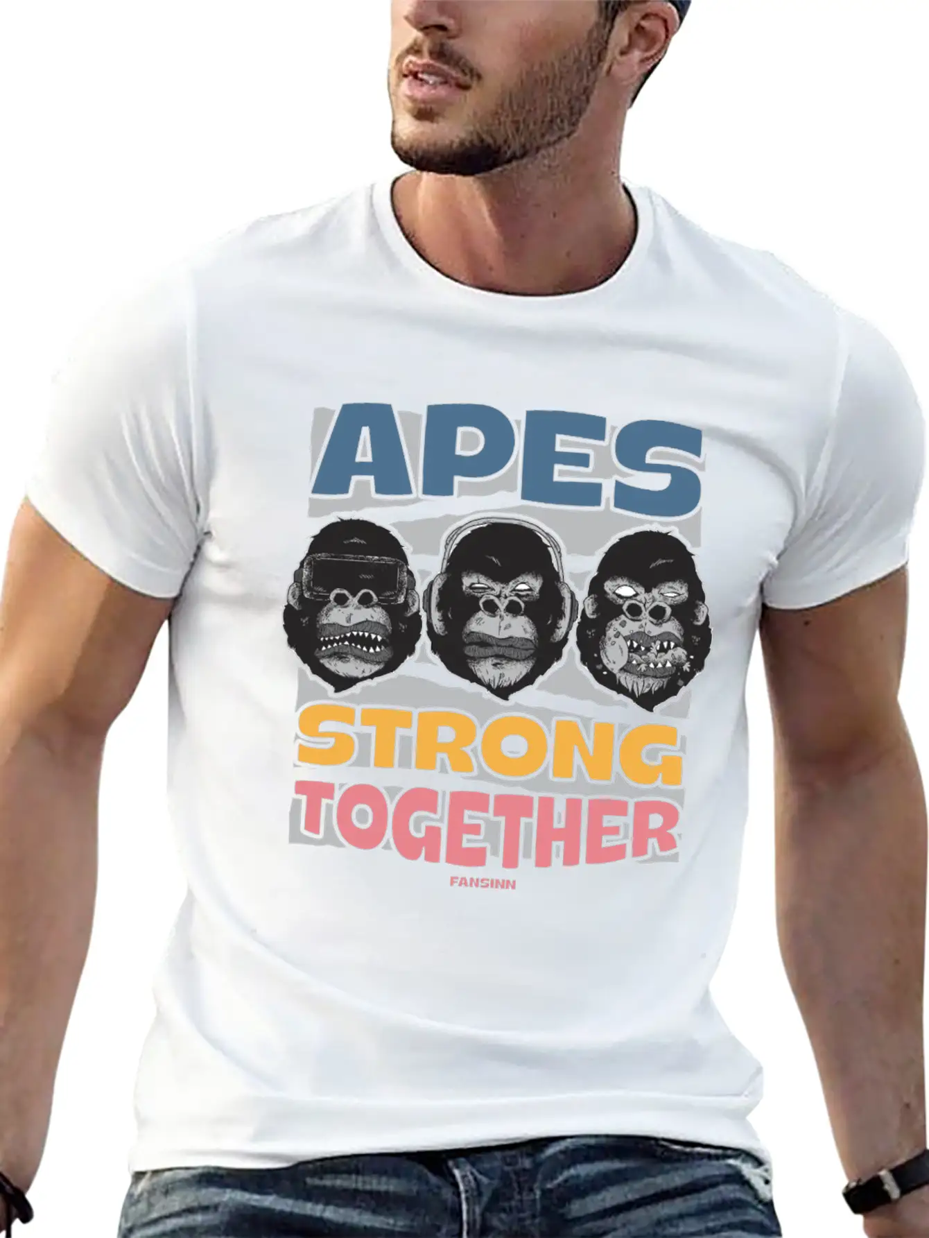 Apes Strong Together Lightweight Cotton T-Shirt – Daily Comfort Graphic Shirt