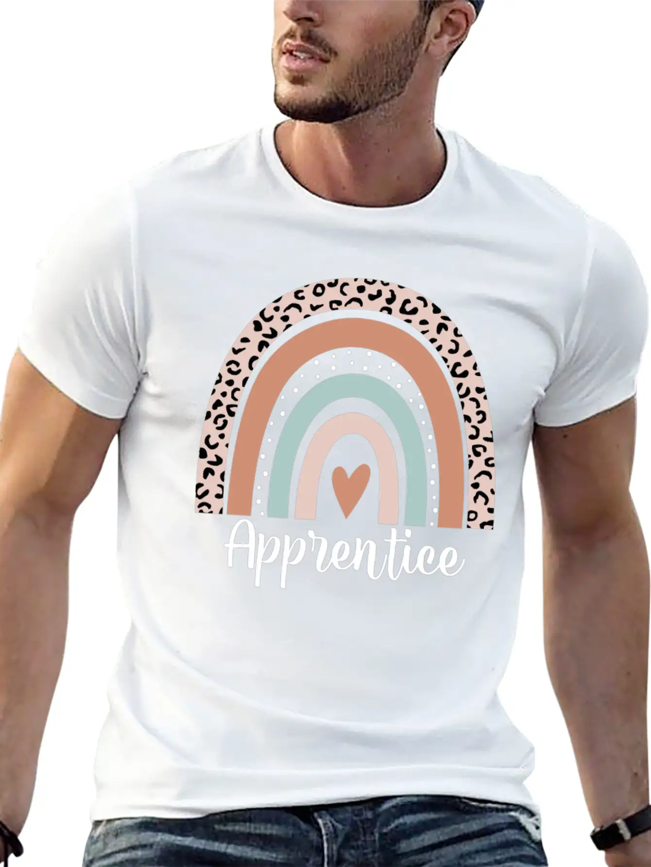 Apprentice Rainbow Leopard Funny Apprentice Essential Cotton Tee For Daily Outfits – Unisex Style