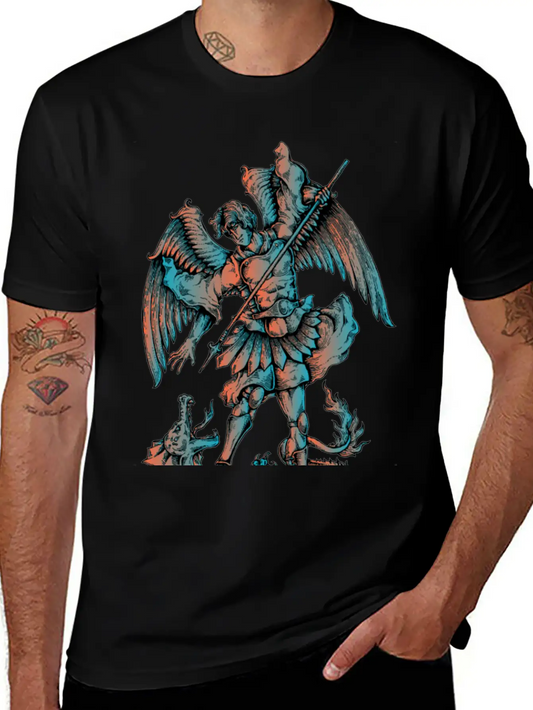 Archangel Fighting The Dragon Modern Fit Casual T-Shirt – Clean And Versatile Design