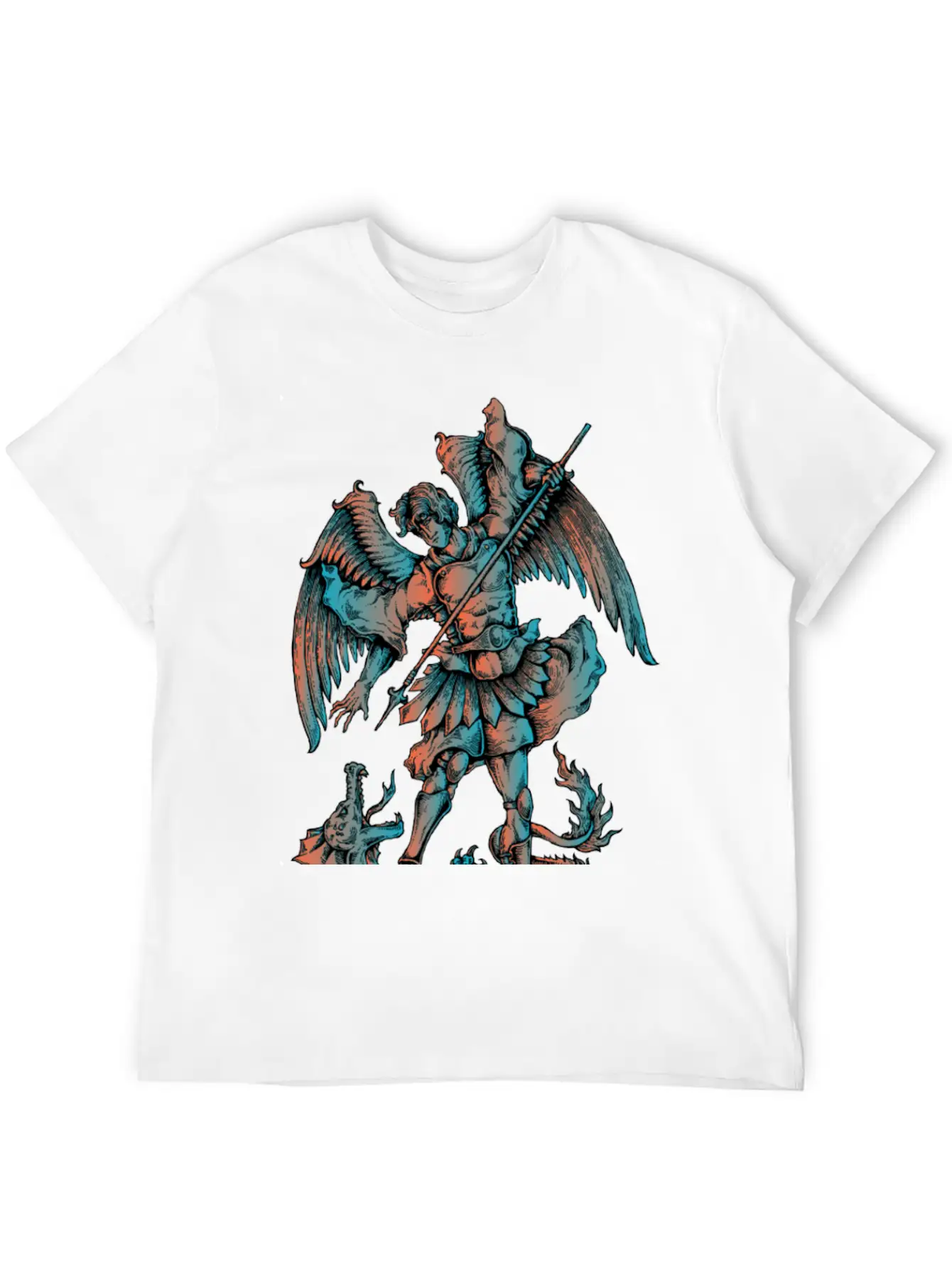 Archangel Fighting The Dragon Modern Fit Casual T-Shirt – Clean And Versatile Design