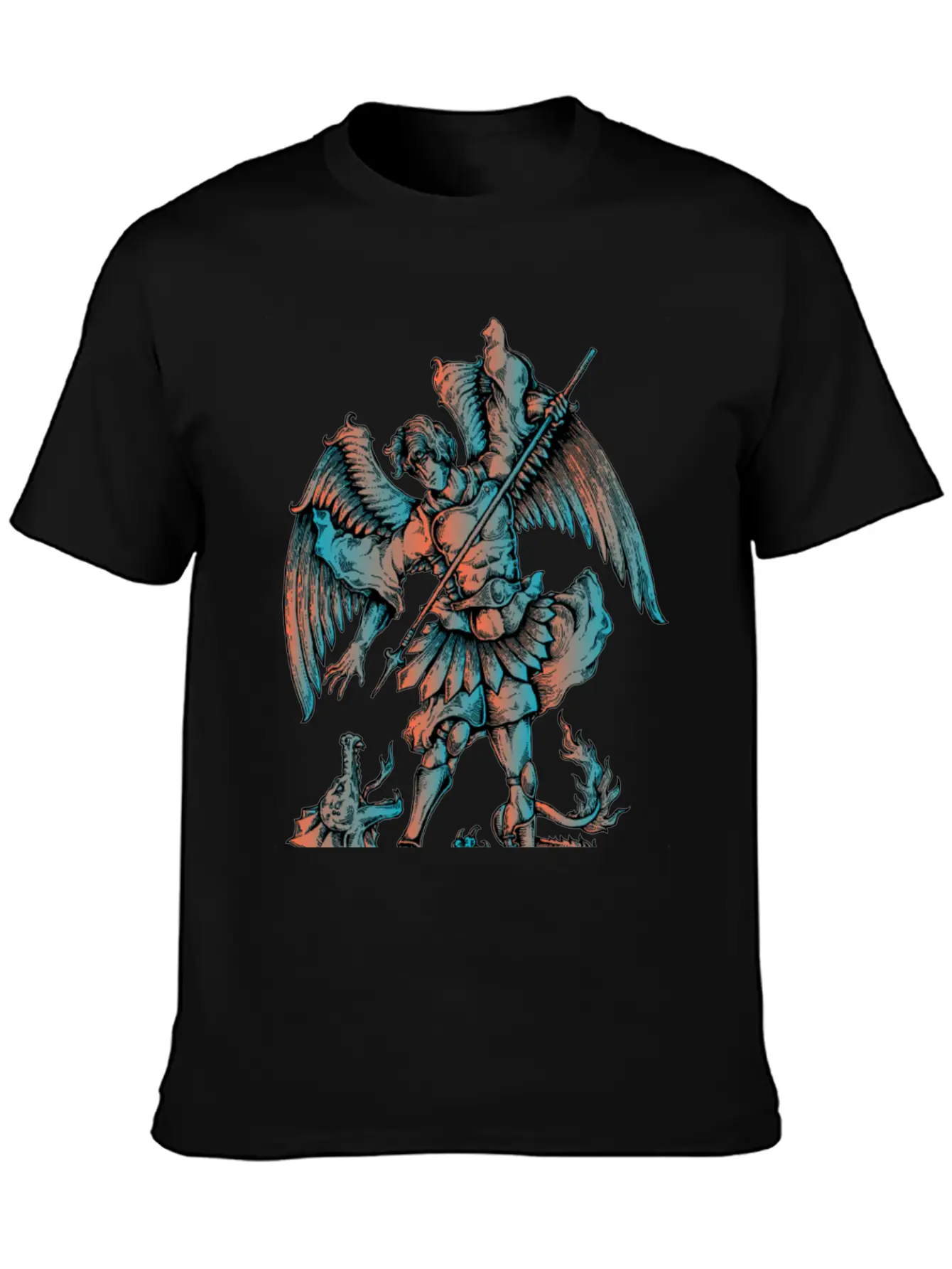 Archangel Fighting The Dragon Modern Fit Casual T-Shirt – Clean And Versatile Design