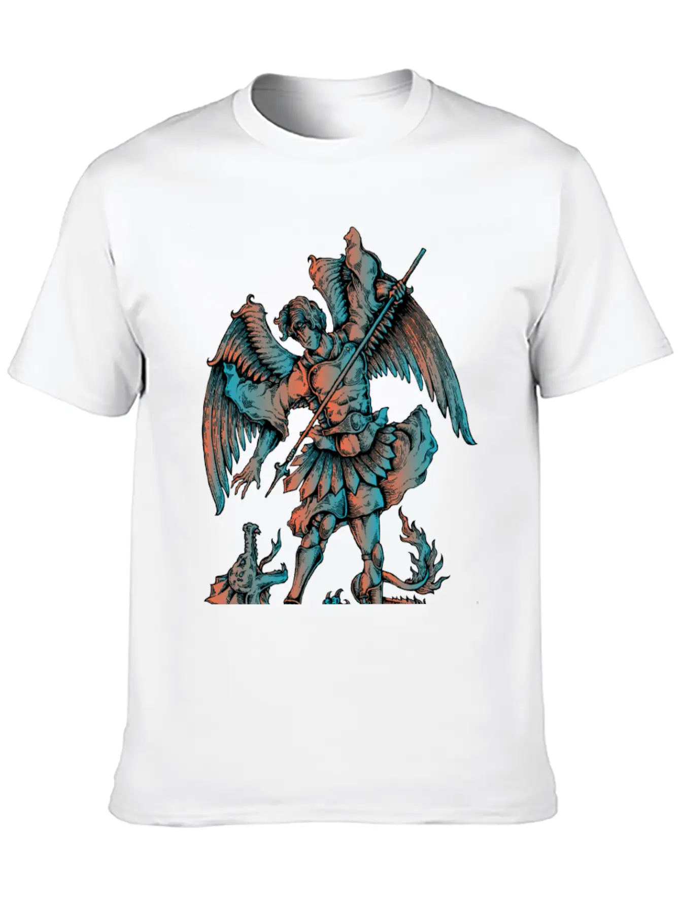 Archangel Fighting The Dragon Modern Fit Casual T-Shirt – Clean And Versatile Design