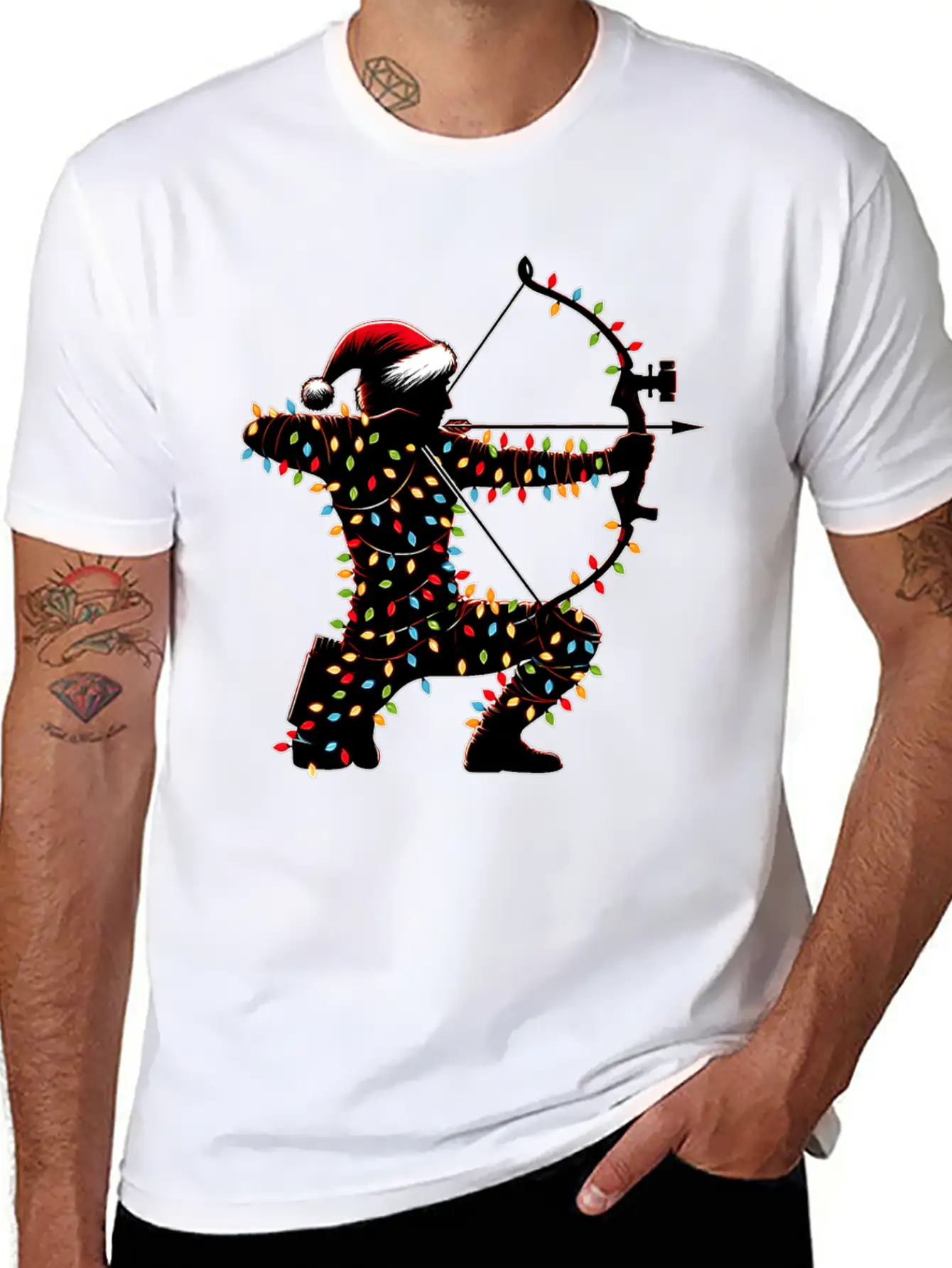 Archer Archery Bow And Arrow Christmas Hat Xmas Unisex Casual T-Shirt – Clean Design For Daily Comfort