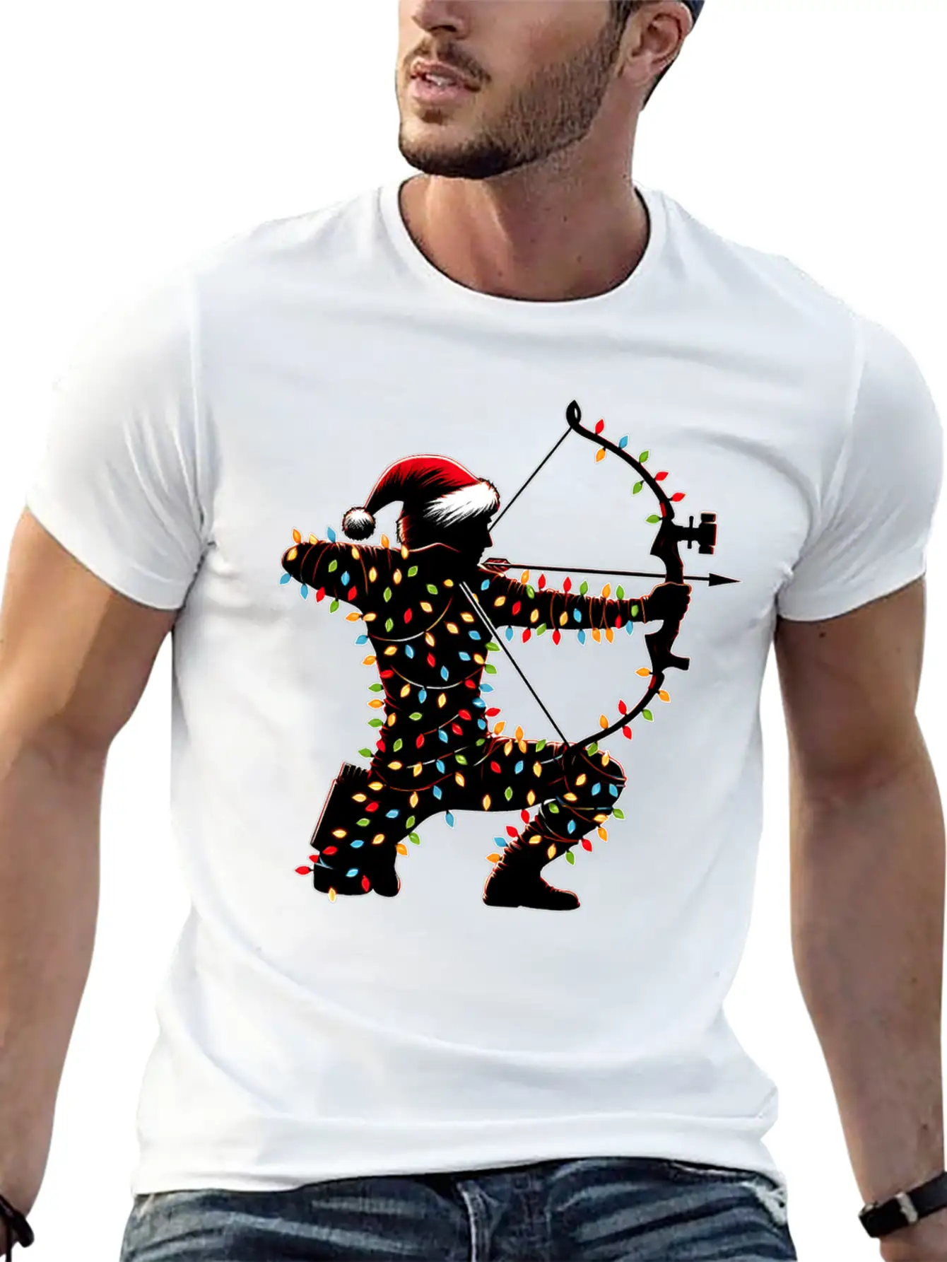 Archer Archery Bow And Arrow Christmas Hat Xmas Unisex Casual T-Shirt – Clean Design For Daily Comfort