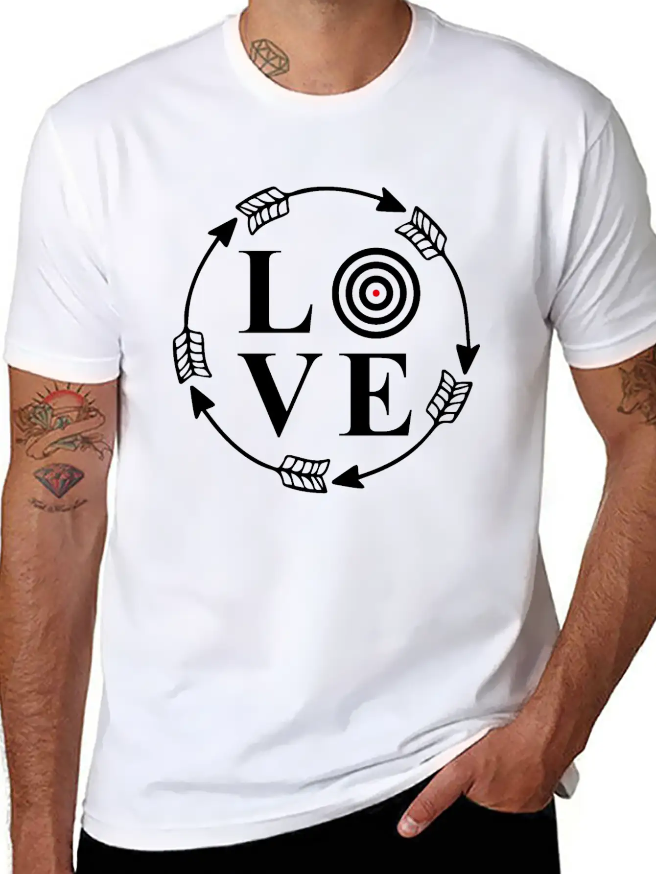 Archery Love Arrows And Target Tribal Tattoo Gift Modern Fit Casual T-Shirt – Clean And Versatile Design