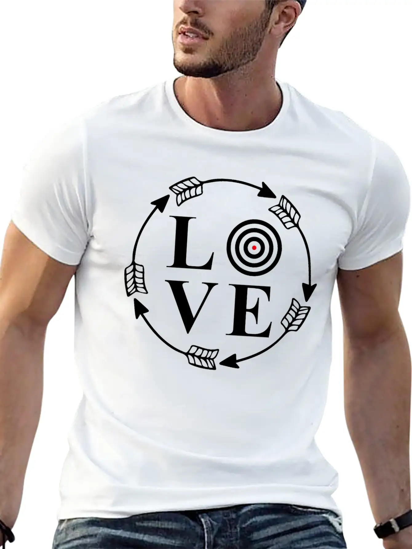 Archery Love Arrows And Target Tribal Tattoo Gift Modern Fit Casual T-Shirt – Clean And Versatile Design