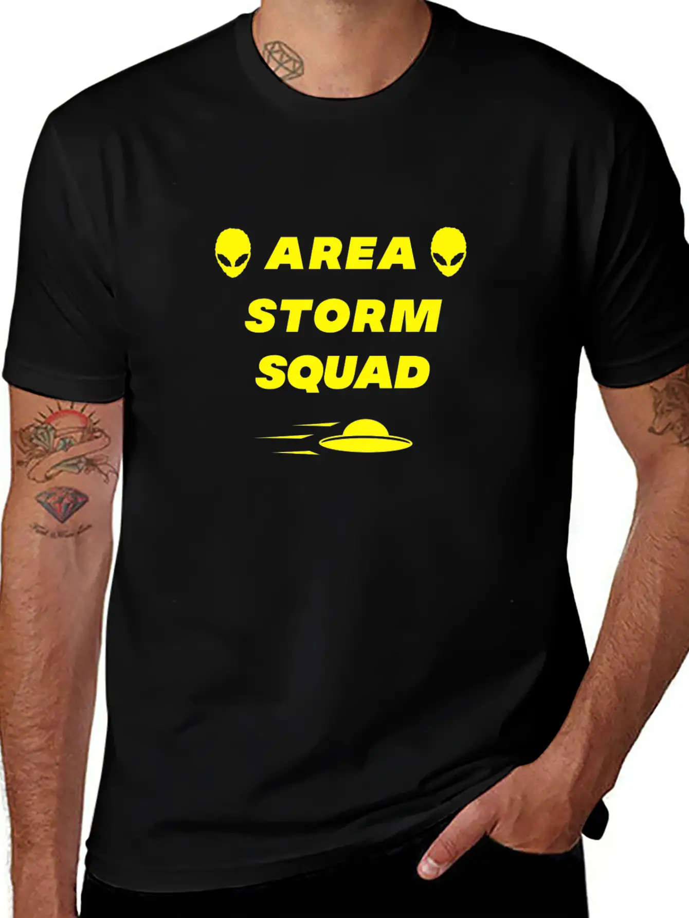 Area Storm Squad Alien UFO Saucer Scifi Basic Graphic T-Shirt – Daily Comfort In Soft Cotton