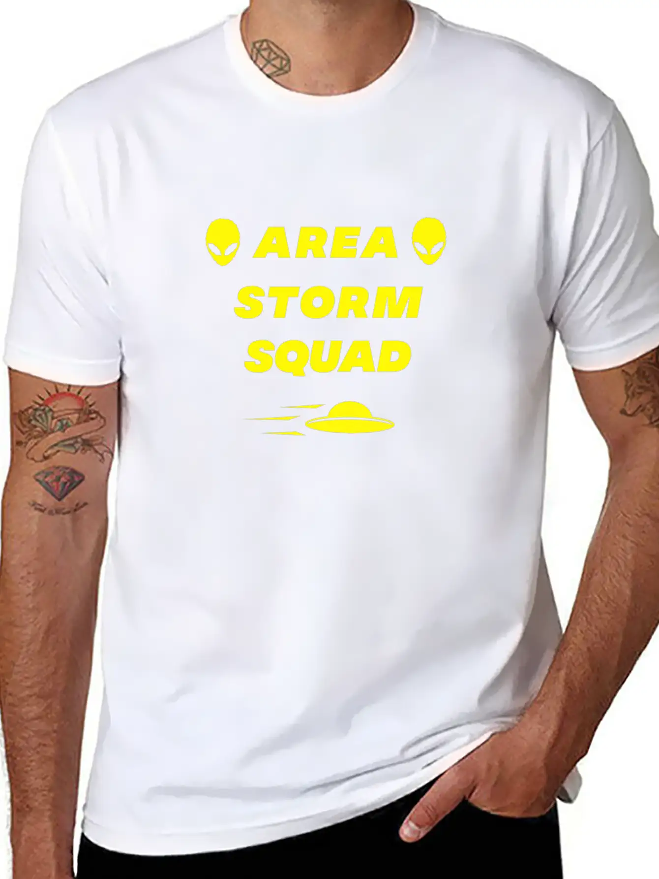Area Storm Squad Alien UFO Saucer Scifi Basic Graphic T-Shirt – Daily Comfort In Soft Cotton