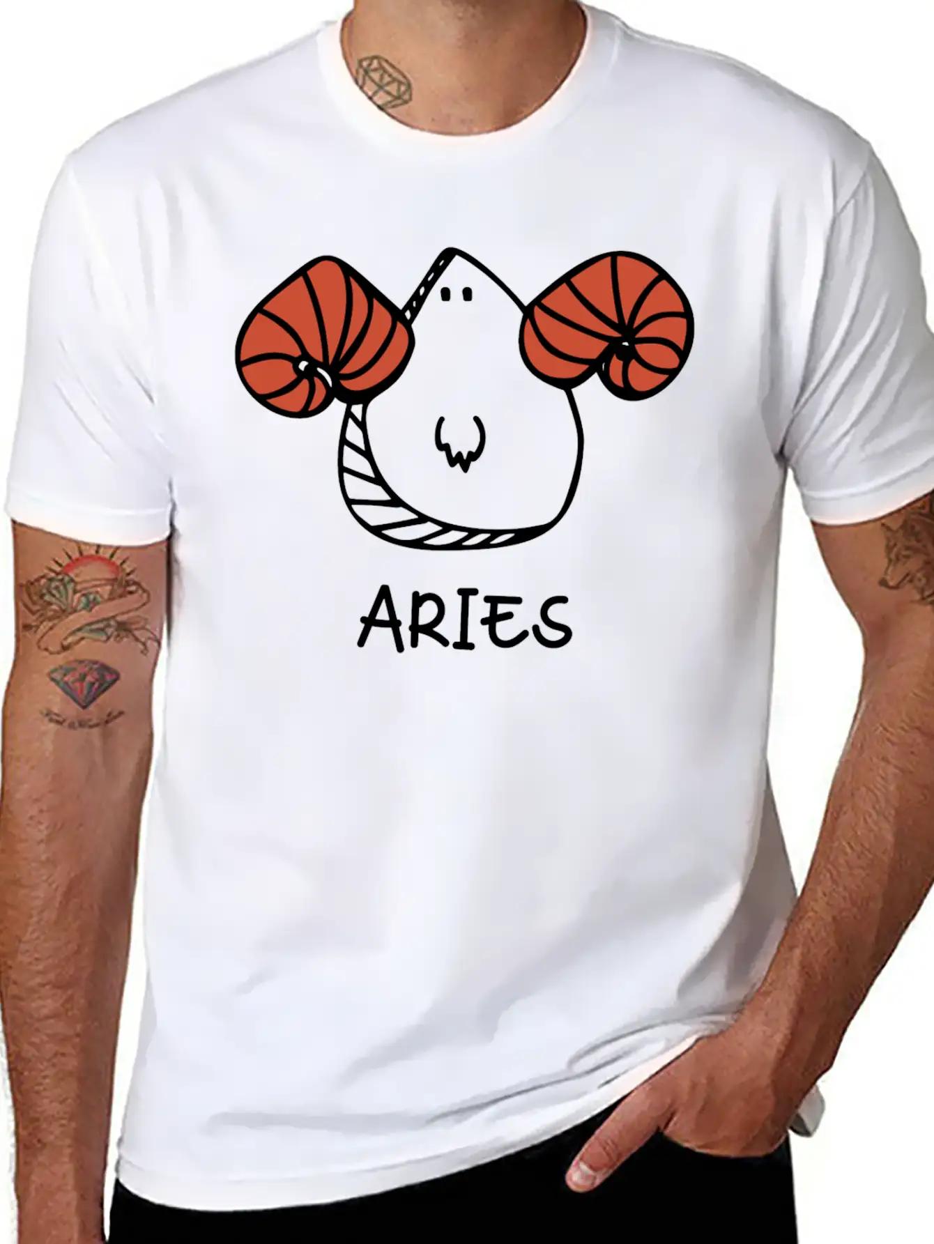 Aries Doodle Classic Fit Graphic Tee For Daily Comfort – Unisex Cotton Shirt