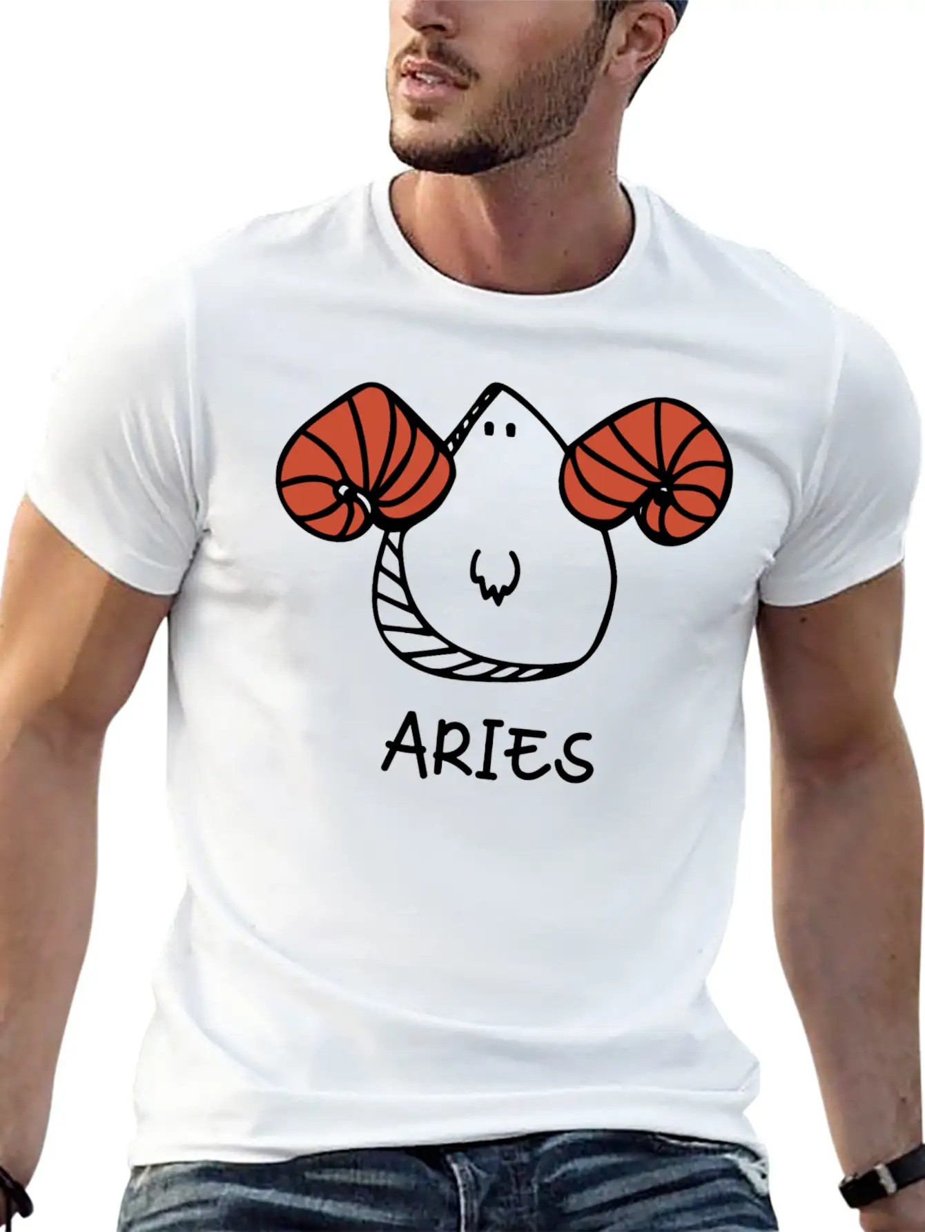 Aries Doodle Classic Fit Graphic Tee For Daily Comfort – Unisex Cotton Shirt