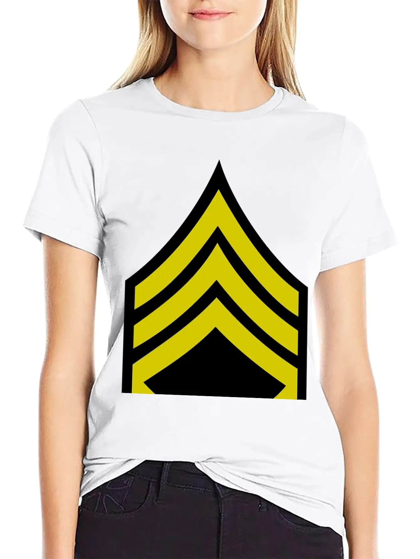 Army Rank Patch Staff Sergeant Stylish Everyday T-Shirt – Unisex Basic Cotton Tee