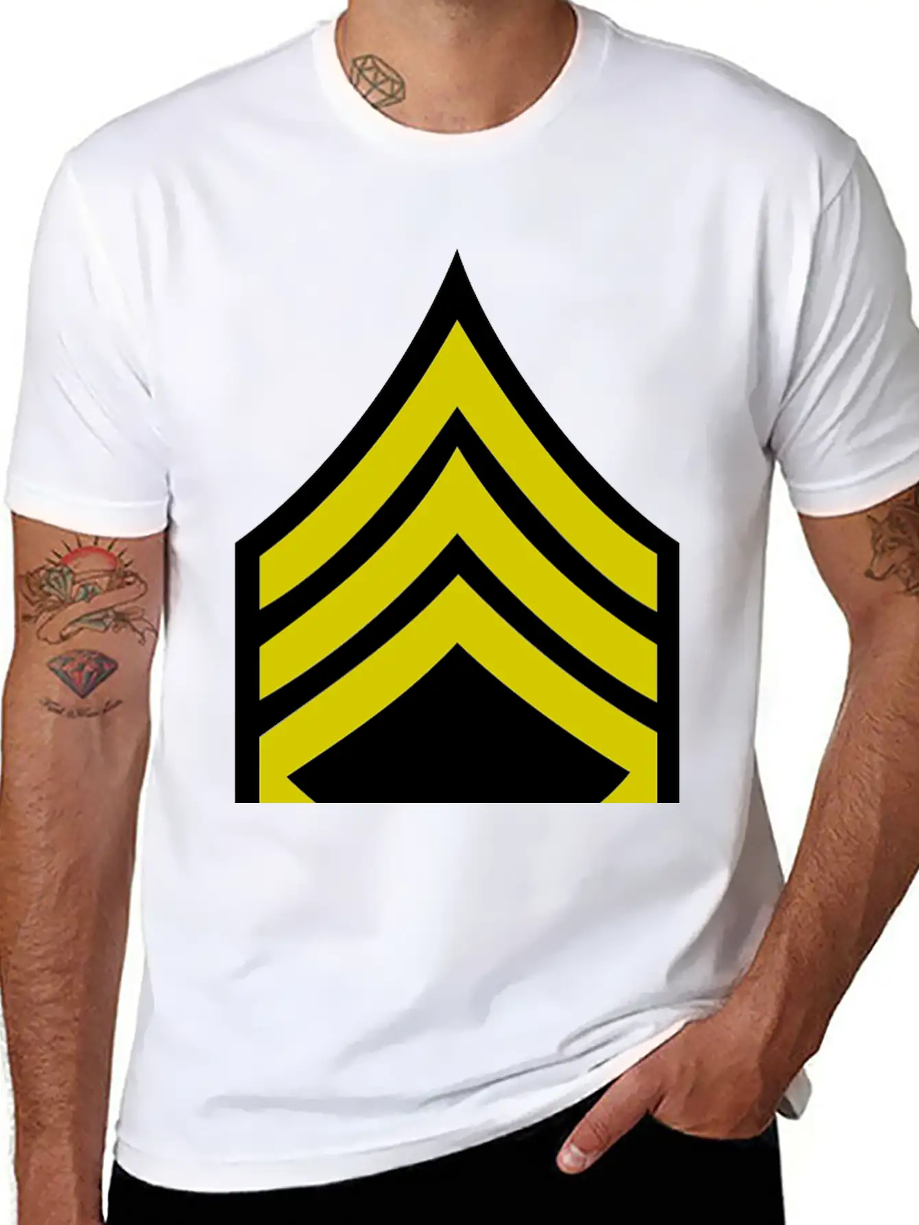 Army Rank Patch Staff Sergeant Stylish Everyday T-Shirt – Unisex Basic Cotton Tee