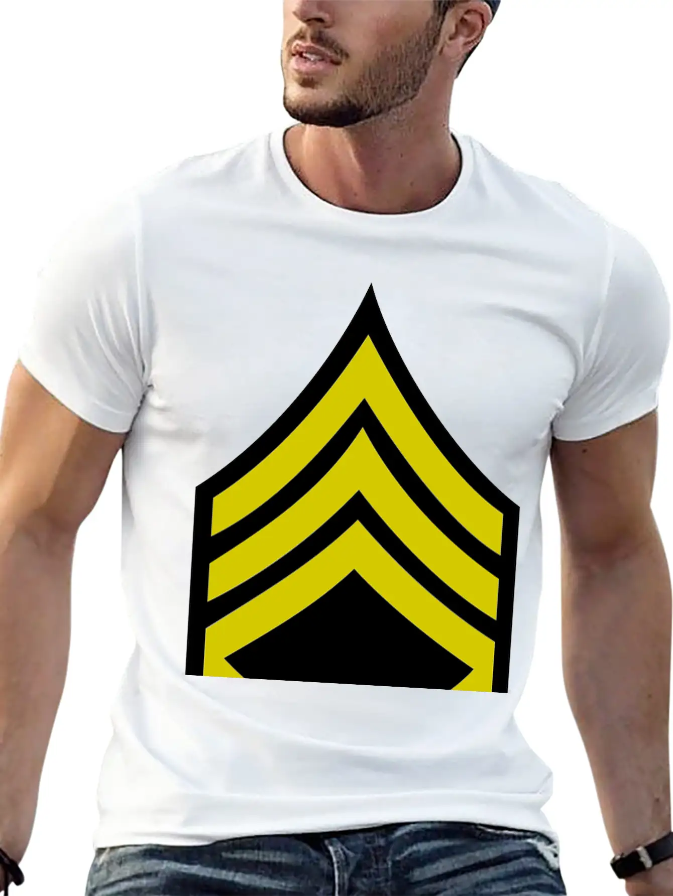 Army Rank Patch Staff Sergeant Stylish Everyday T-Shirt – Unisex Basic Cotton Tee