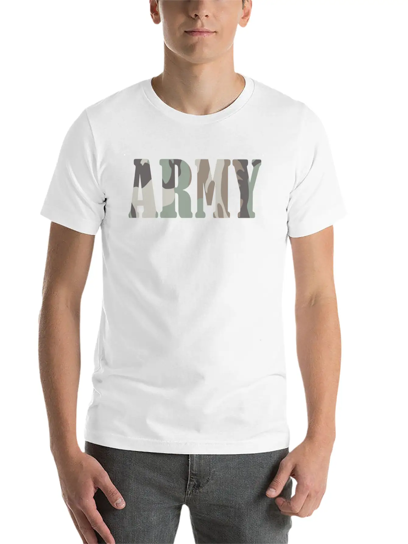 Army_woodland_pattern_fog Modern Fit Casual T-Shirt ��� Clean And Versatile Design