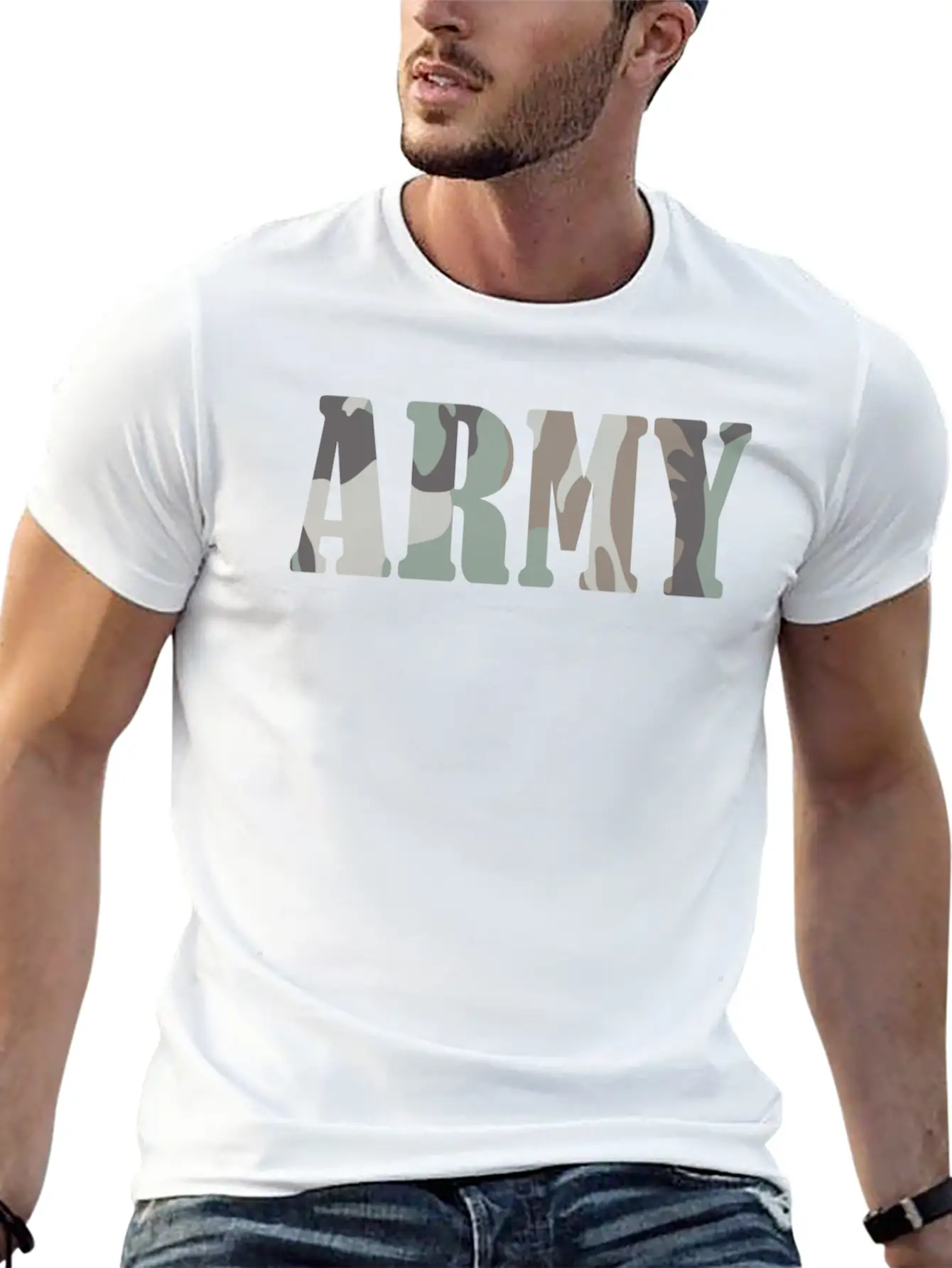 Army_woodland_pattern_fog Modern Fit Casual T-Shirt ��� Clean And Versatile Design