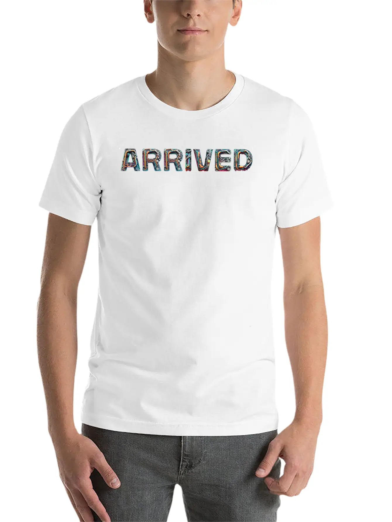 ARRIVED Cyber TextArt Essential Cotton Tee For Daily Outfits – Unisex Style