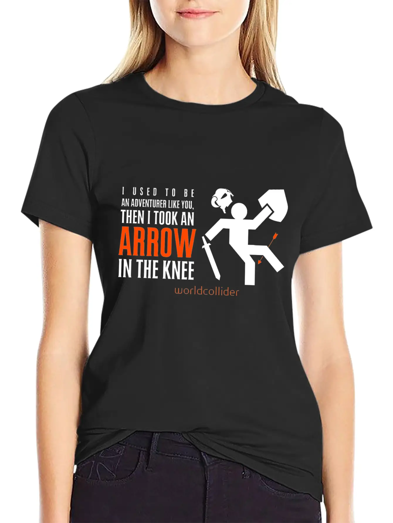 Arrow In The Knee Cartoon Amazing Style Art Basic Graphic T-Shirt – Daily Comfort In Soft Cotton