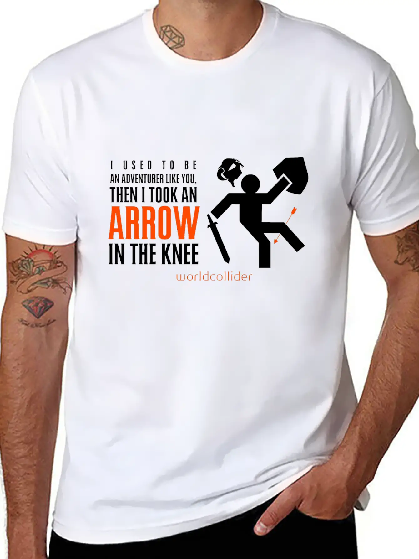 Arrow In The Knee Cartoon Amazing Style Art Basic Graphic T-Shirt – Daily Comfort In Soft Cotton
