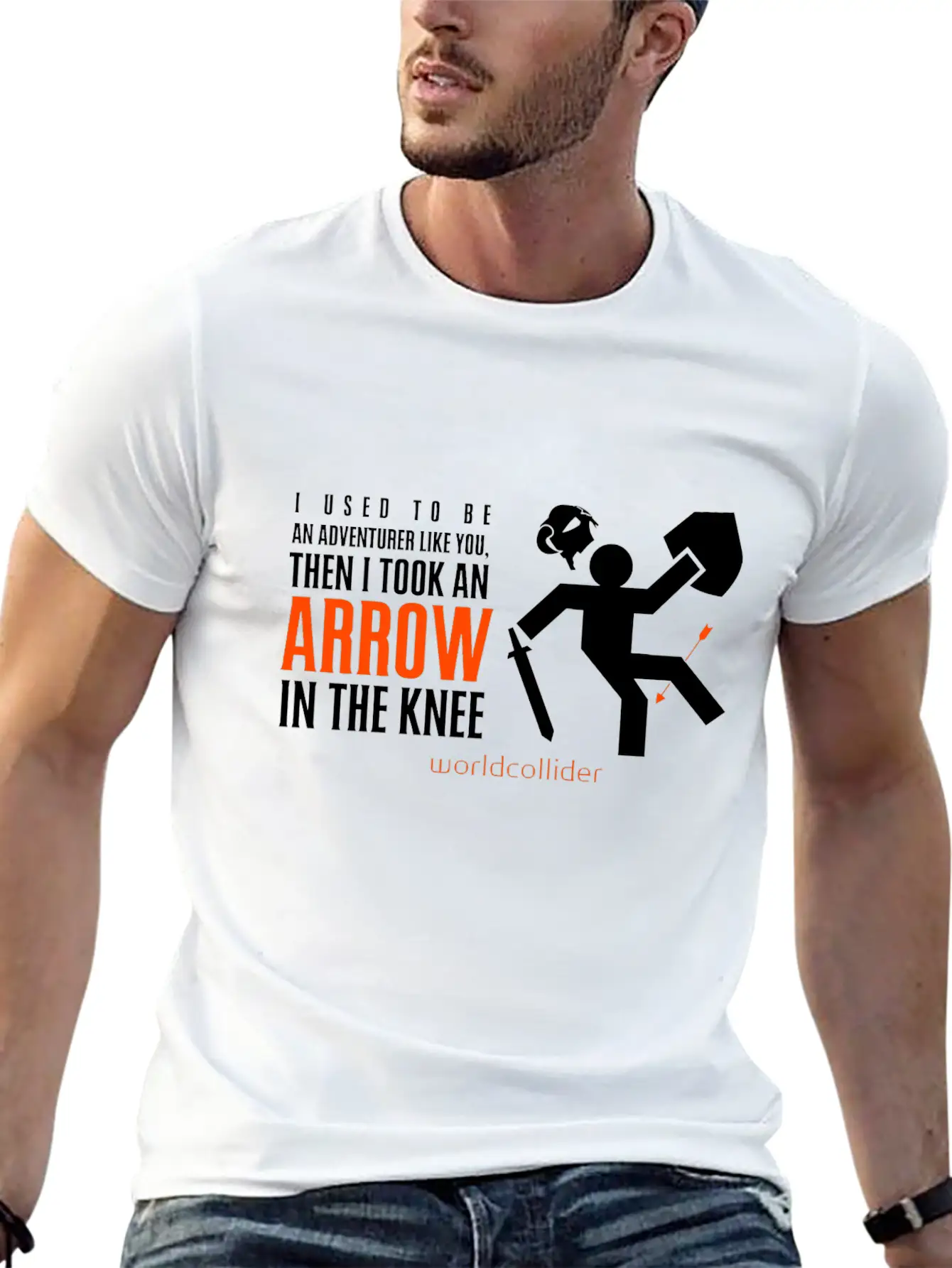 Arrow In The Knee Cartoon Amazing Style Art Basic Graphic T-Shirt – Daily Comfort In Soft Cotton