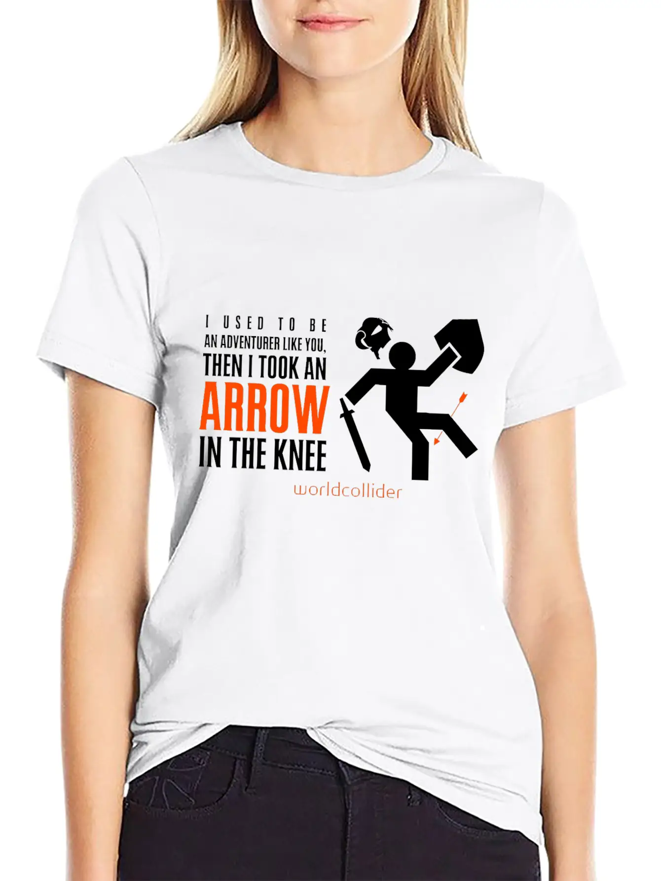 Arrow In The Knee Cartoon Amazing Style Art Basic Graphic T-Shirt – Daily Comfort In Soft Cotton