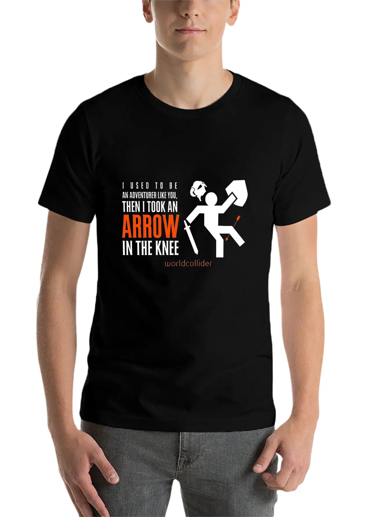 Arrow In The Knee Cartoon Amazing Style Art Basic Graphic T-Shirt – Daily Comfort In Soft Cotton