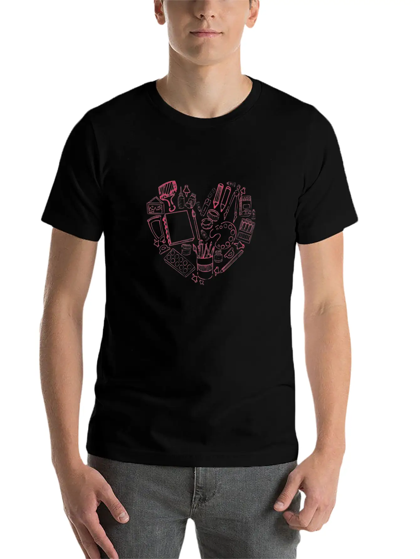 Art Teacher Heart Love Modern Fit Casual T-Shirt – Clean And Versatile Design