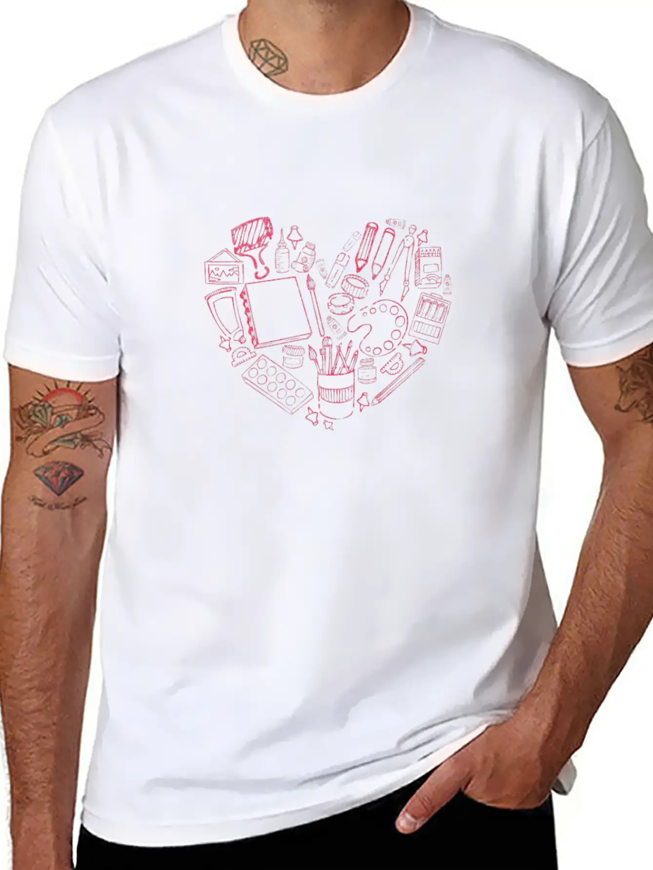 Art Teacher Heart Love Modern Fit Casual T-Shirt – Clean And Versatile Design