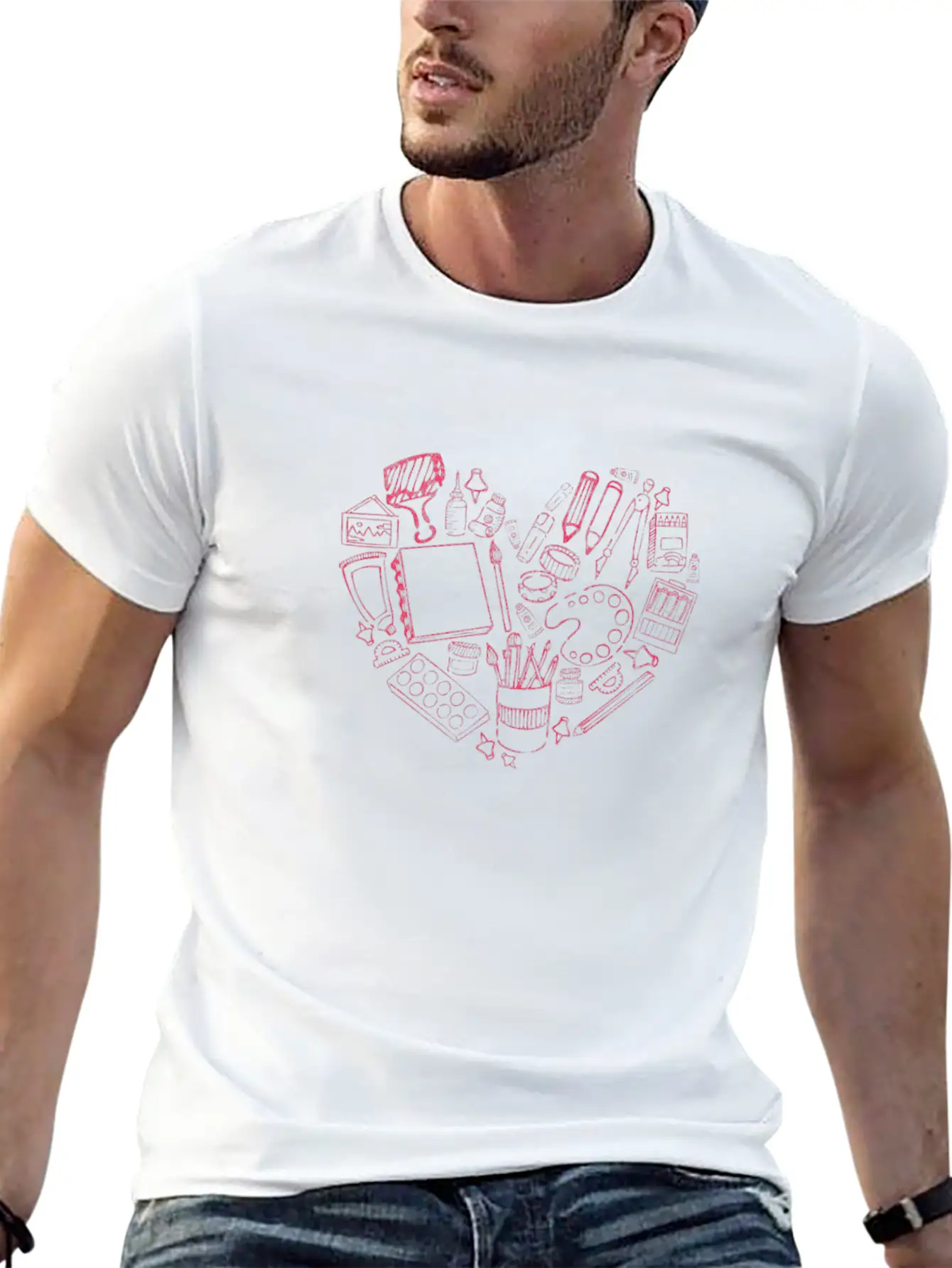Art Teacher Heart Love Modern Fit Casual T-Shirt – Clean And Versatile Design