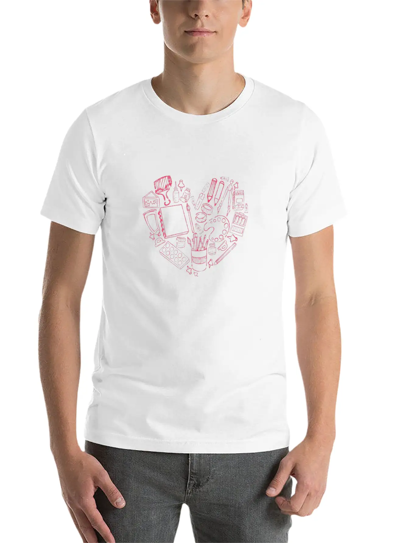 Art Teacher Heart Love Modern Fit Casual T-Shirt – Clean And Versatile Design